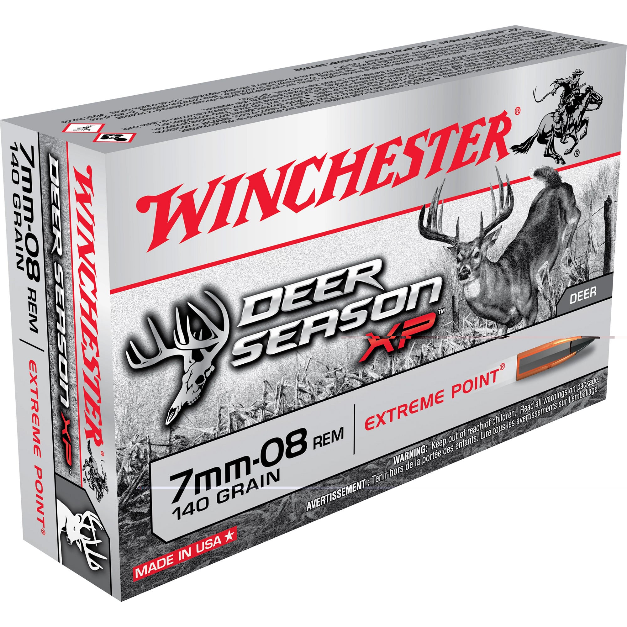 Winchester Ammo X708DS Deer Season XP Hunting 7mm-08 Rem 140 gr Extreme Point 20 Per Box/ 10 Cs