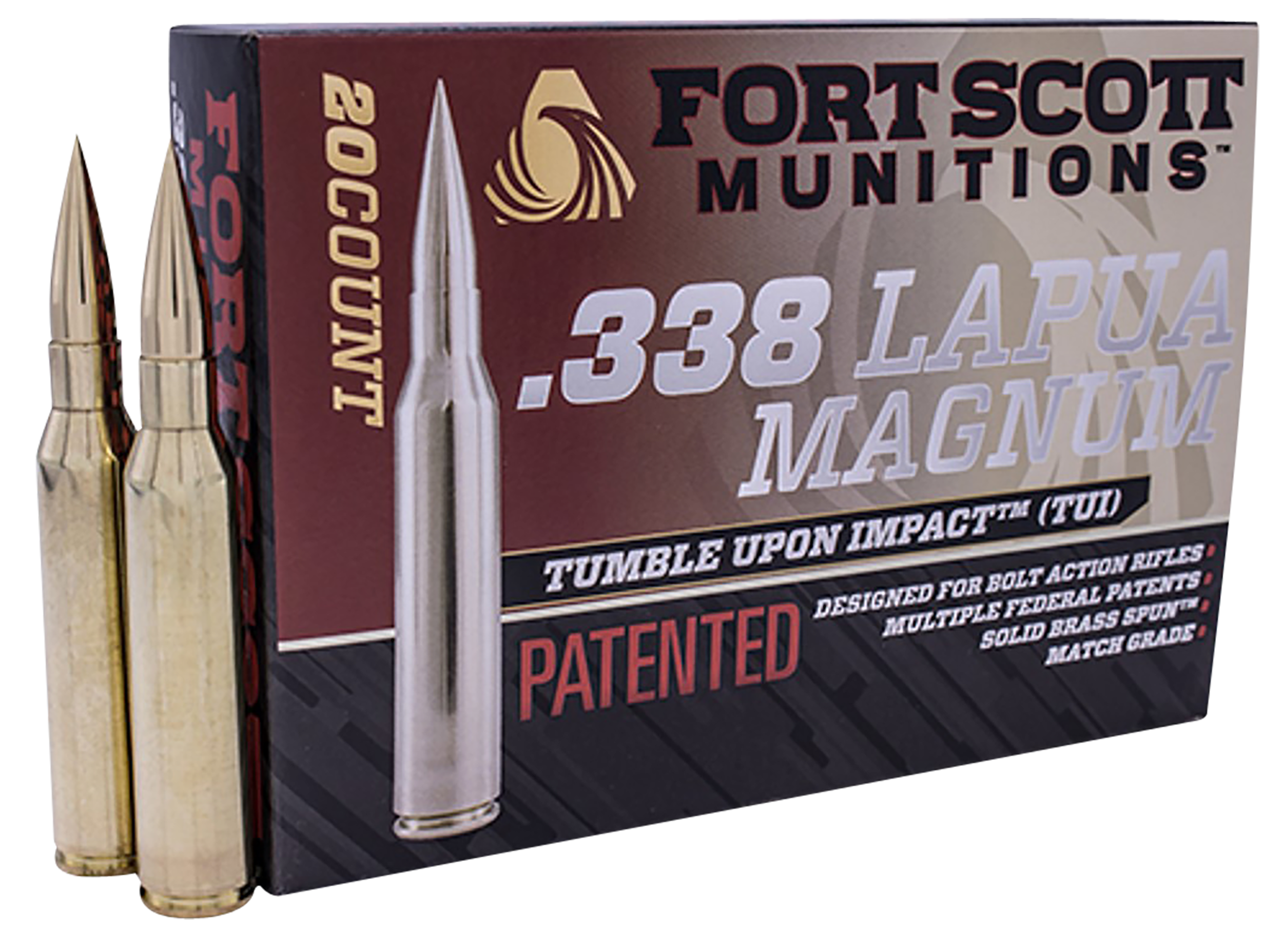 Fort Scott Munitions 338250SBV1 Tumble Upon Impact (TUI) Rifle 338 Lapua Mag 250 gr Solid Copper Spun (SCS) 20 Per Box/ 5 Cs