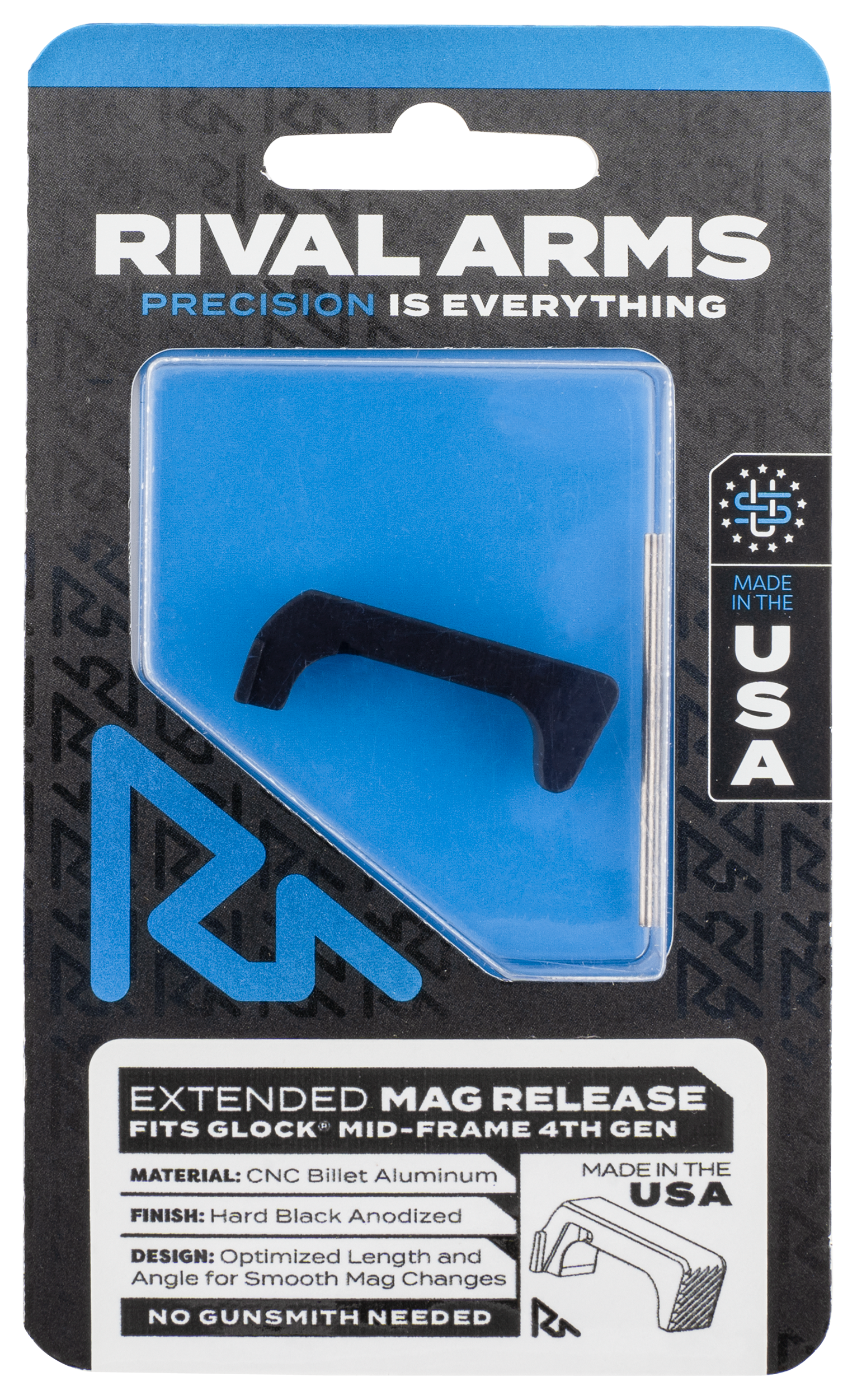 Rival Arms RA72G002A Magazine ReleaseExtended Black Anodized Aluminum for Glock Gen4