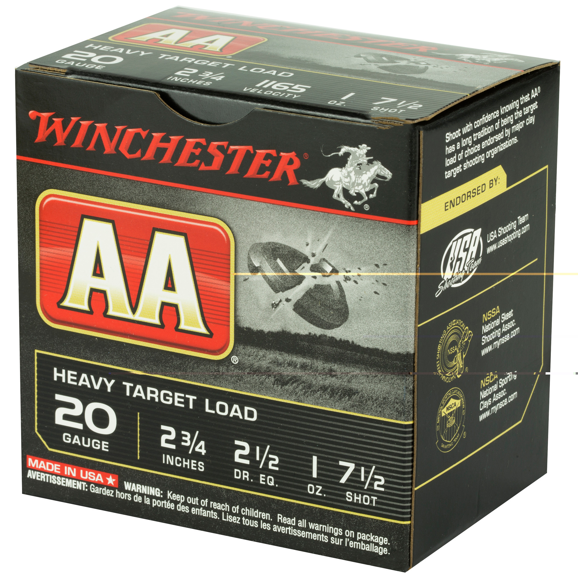 Winchester Ammo AAH207 AA Heavy Target 20 Gauge 2.75" 1 oz 1165 fps 7.5 Shot 25ea