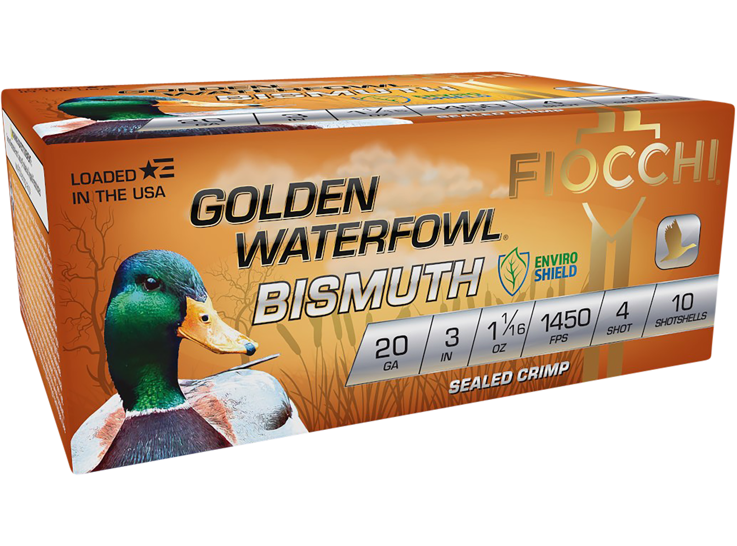 Fiocchi 203GB4 Golden Waterfowl Bismuth 20 Gauge 3" 1 1/16 oz 4 Shot 10 Per Box/ 10 Cs