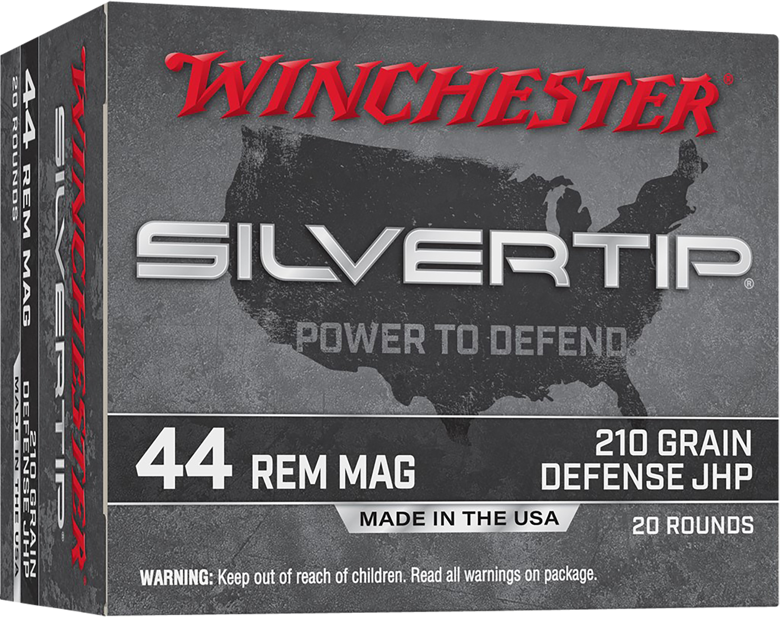 Winchester Ammo W44MST Silvertip Defense 44 Rem Mag 210 gr Jacketed Hollow Point (JHP) 20 Per Box/ 10 Cs