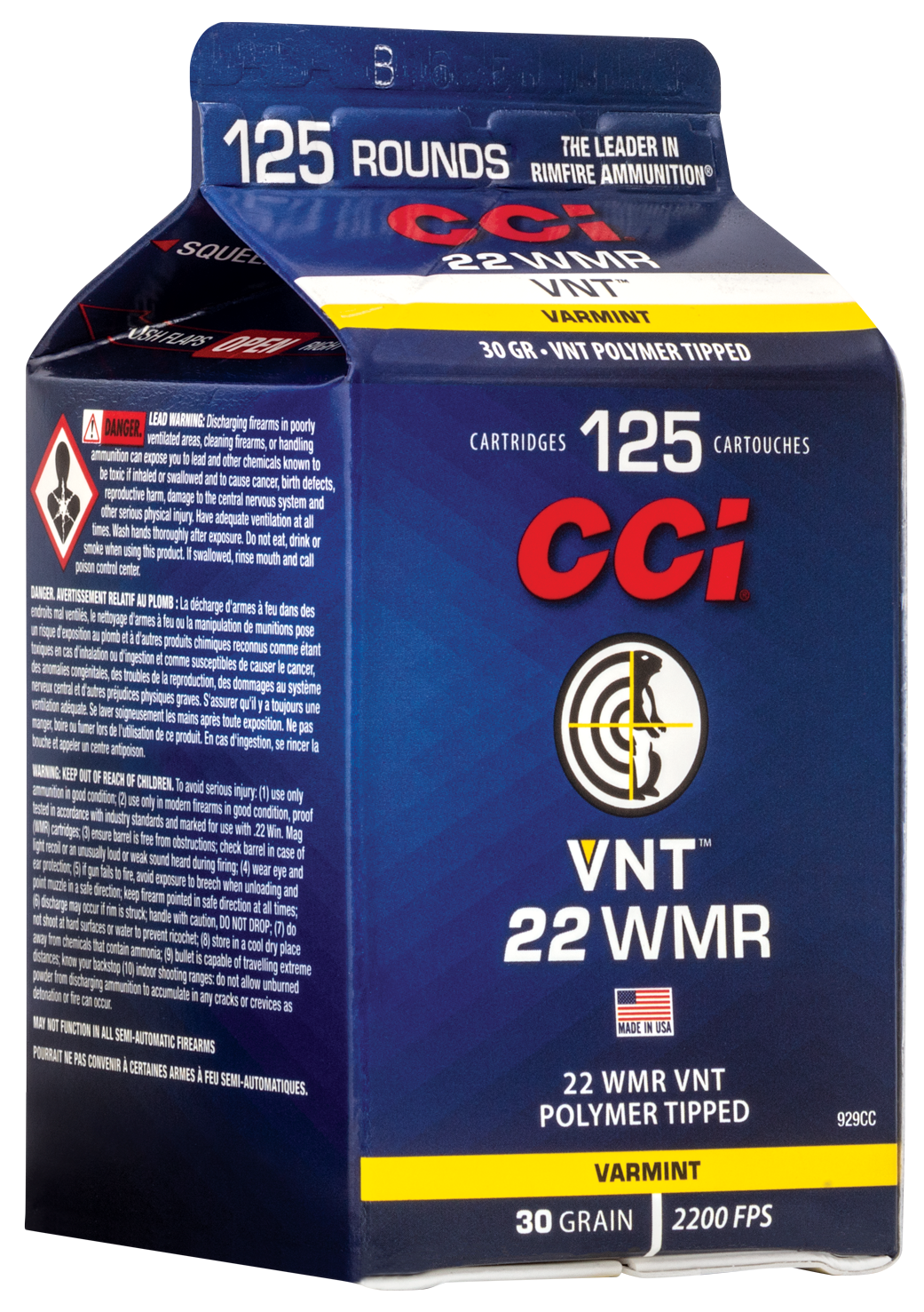 CCI Maxi-Mag Ammunition 22 Winchester Magnum Rimfire (WMR) 30 Grain Tipped Varmint Box of 125
