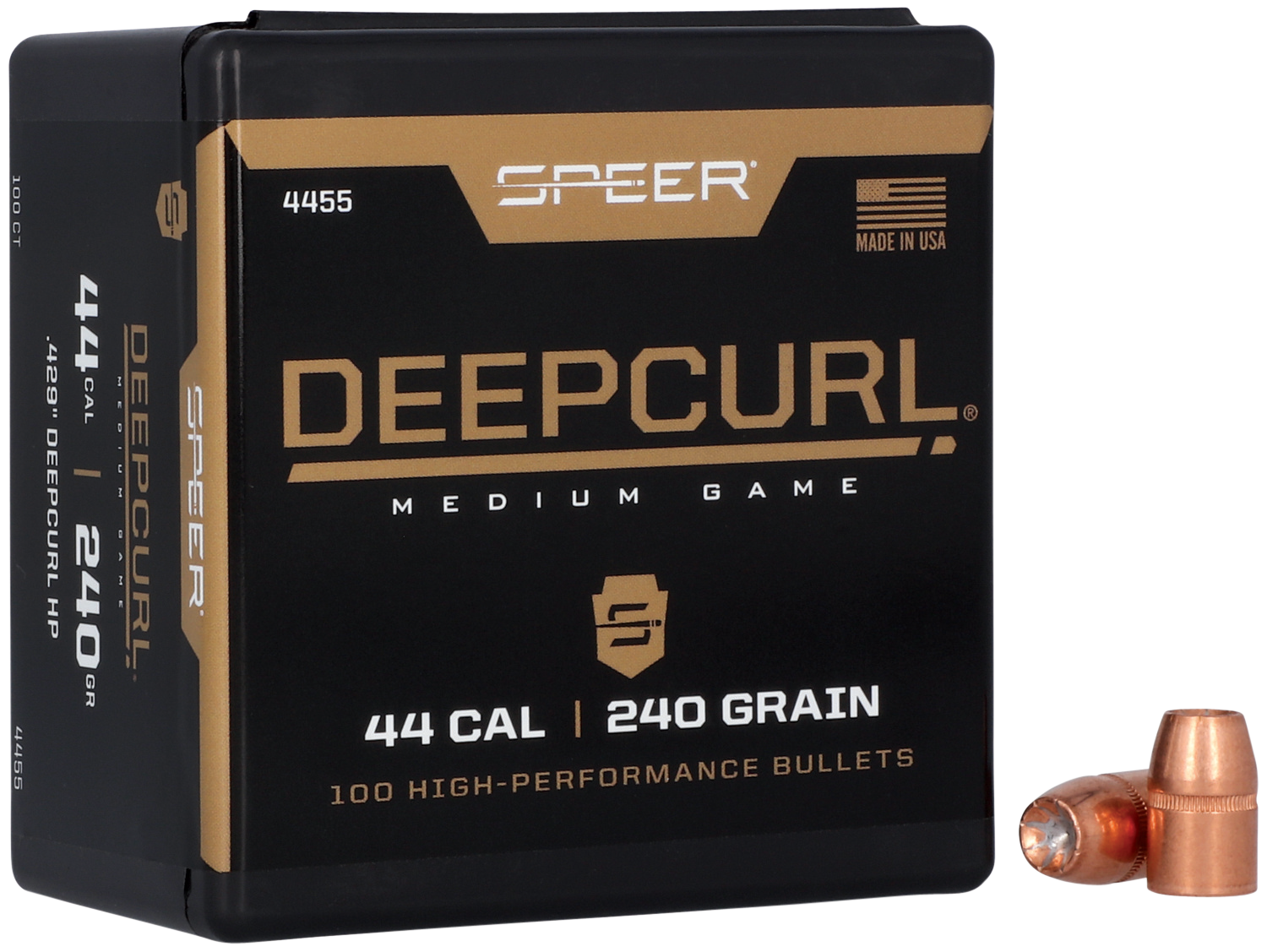 Speer DeepCurl Bullets 44 Caliber (429 Diameter) 240 Grain Bonded Jacketed Hollow Point