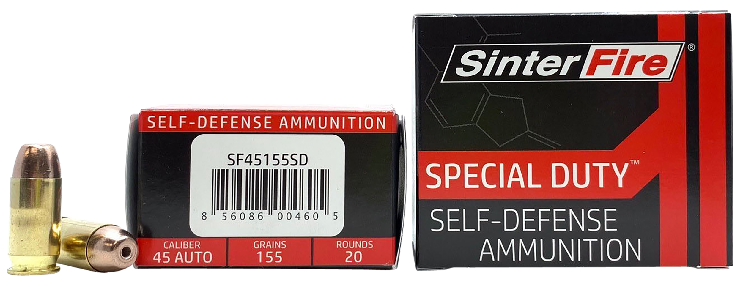 SinterFire Special Duty Ammunition 45 ACP 155 Grain Frangible Hollow Point Lead Free 20RD