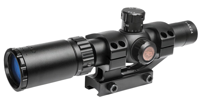 Truglo 1-4x24 Tru-Brite Tactical 30mm Riflescope Black, Duplex Mil-Dot, BDC Turrets, w/ Mount