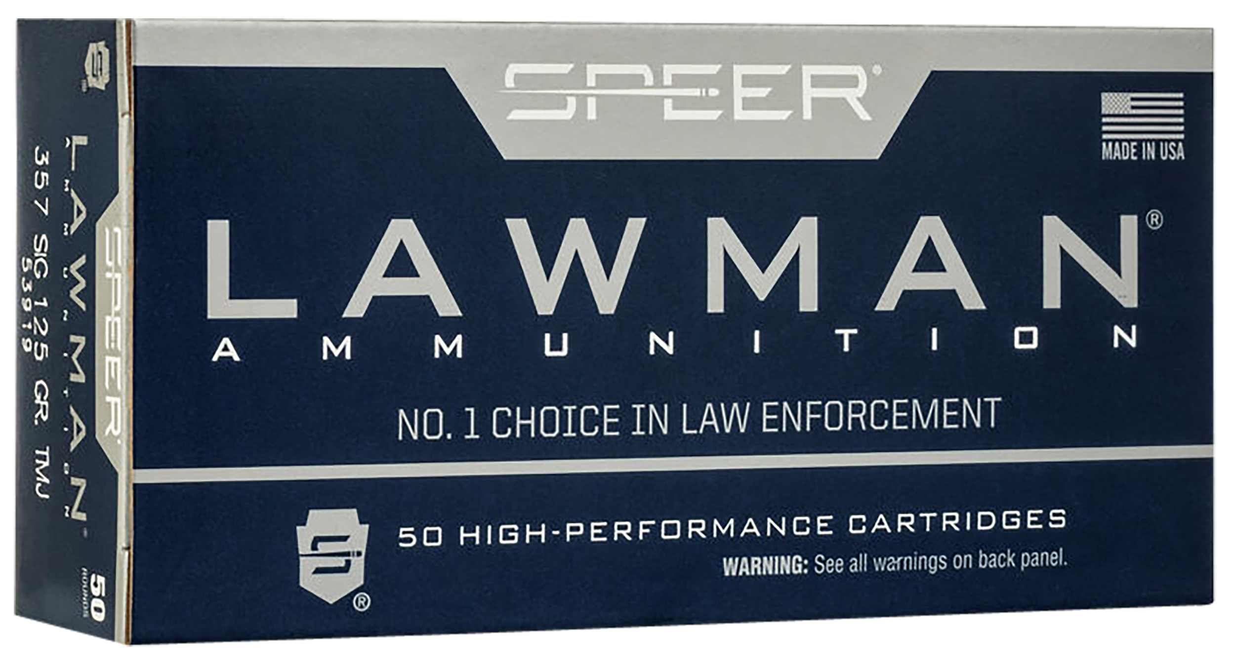 Speer 53919 Lawman Training 357 Sig 125 gr 1325 fps Total Metal Jacket Flat Nose (TMJFN) 50 Bx/20 Cs