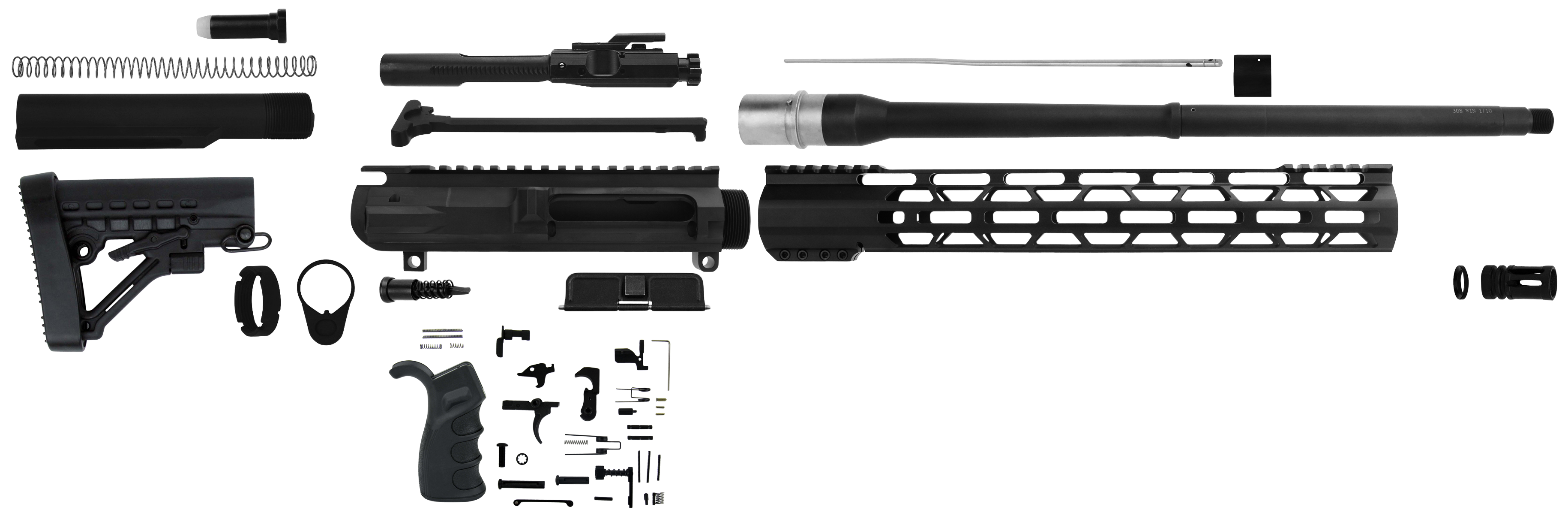 TacFire SSRK308LPK18BN AR Build Kit Rifle 308 Win AR-10 Black Nitride Aluminum 5/8"-24 tpi *Sports South Exclusive.