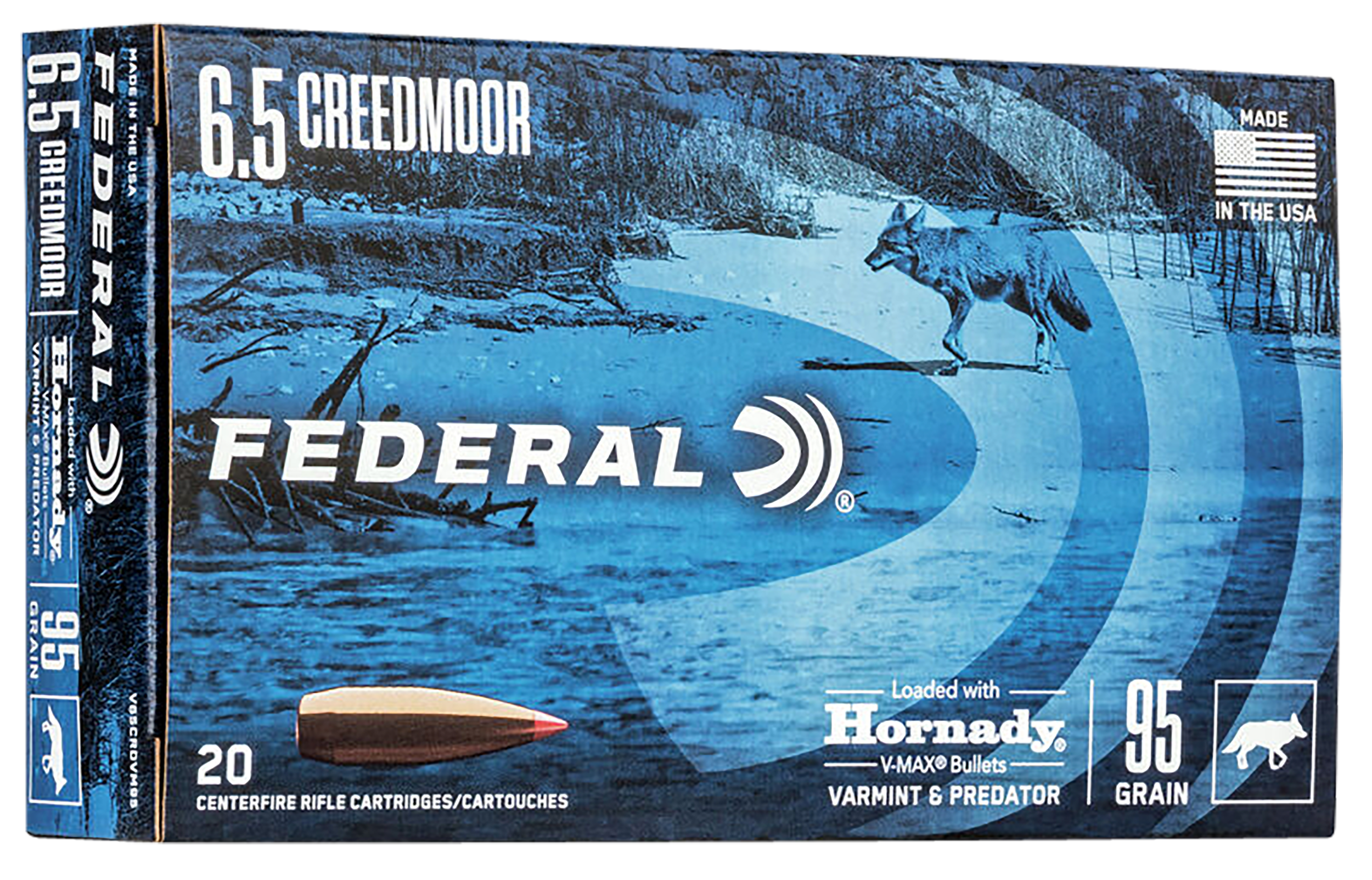 Federal Varmint Ammunition 6.5 Creedmoor 95 Grain Hornady V-MAX