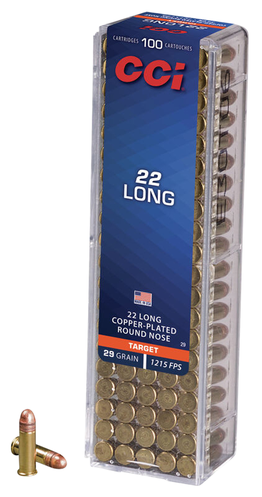 CCI Ammunition 22 Long 29 Grain Copper Plated Lead Round Nose Box of 100