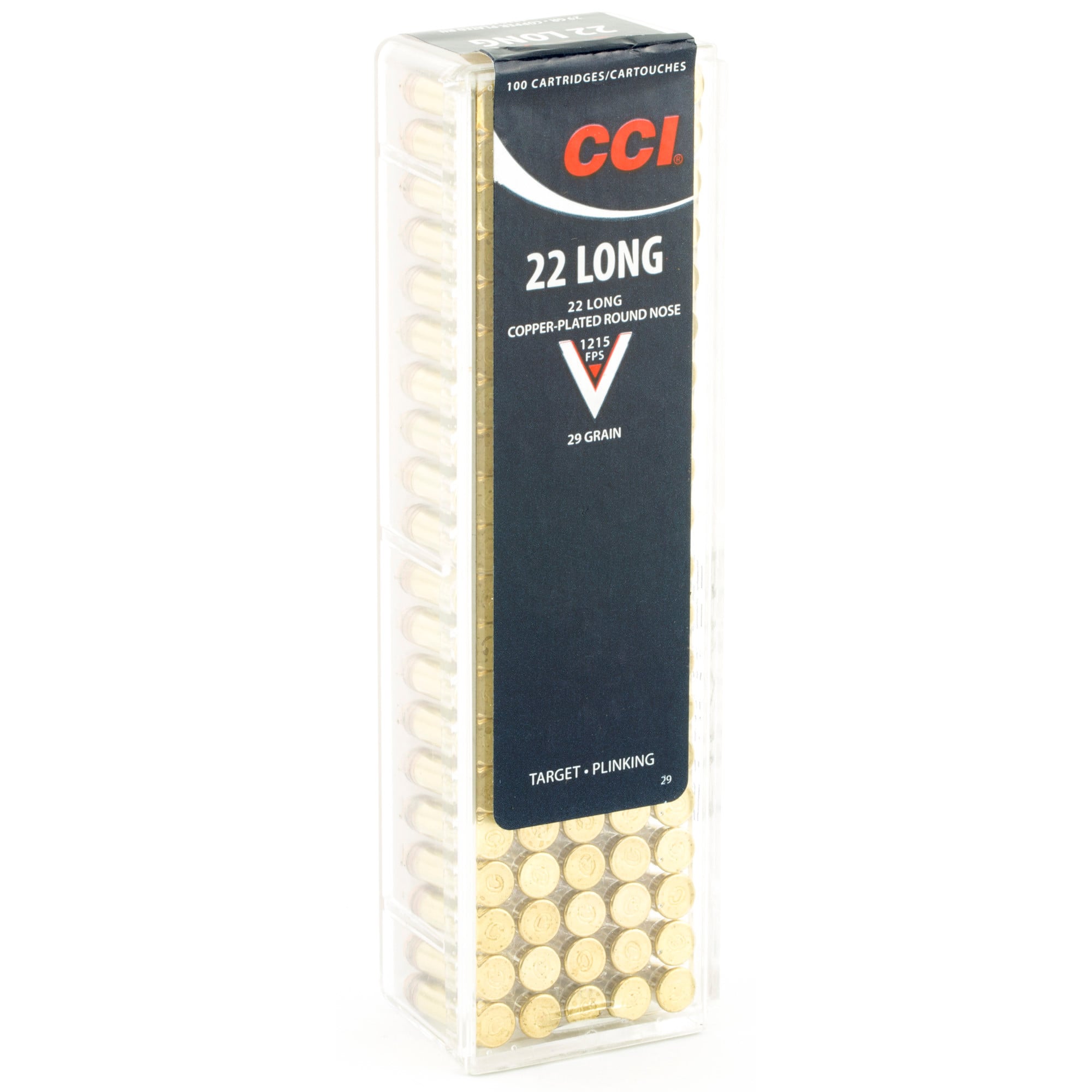 CCI Ammunition 22 Long 29 Grain Copper Plated Lead Round Nose Box of 100