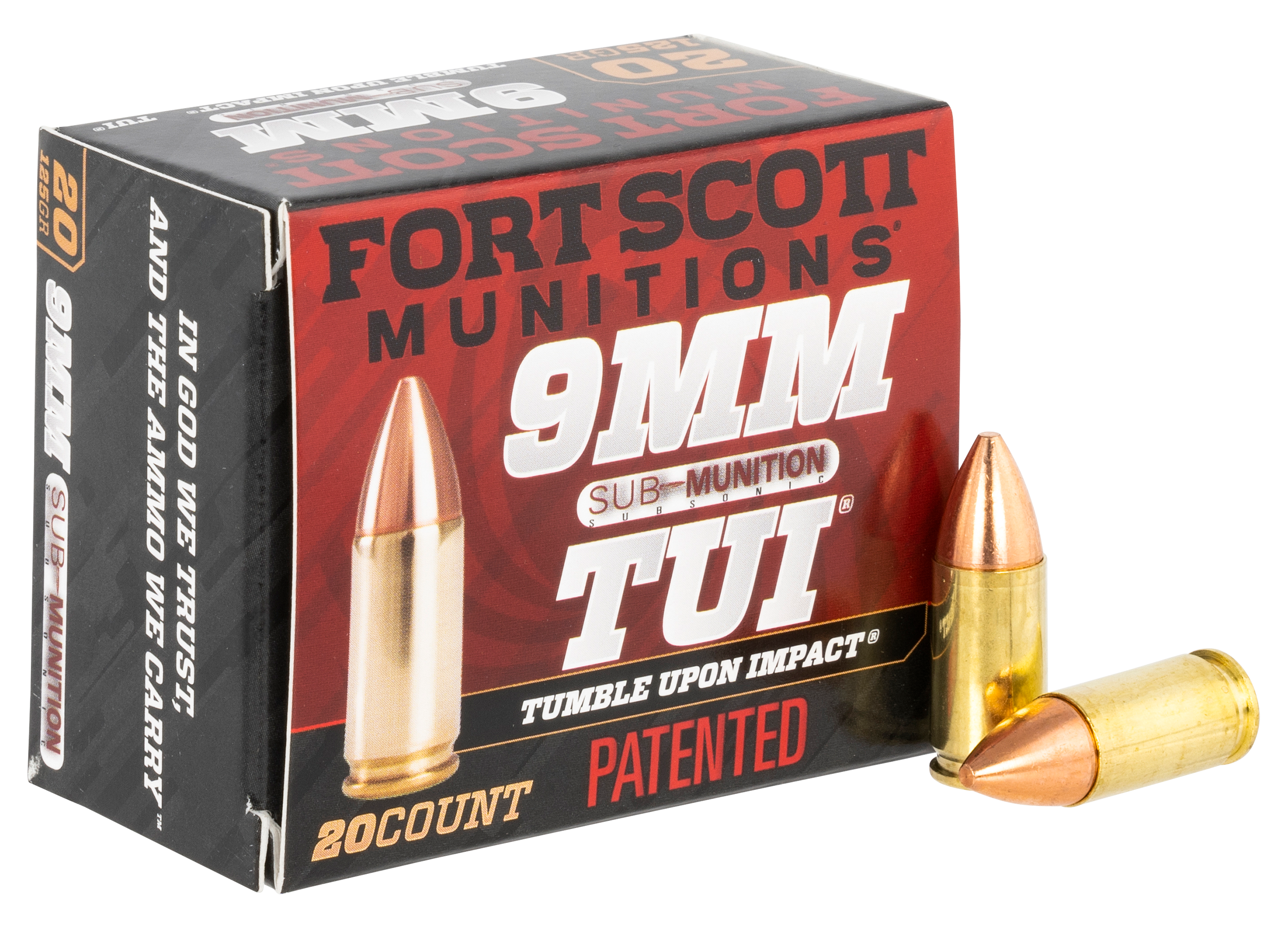 Fort Scott Munitions 9MM125SCVSS Tumble Upon Impact (TUI) Self Defense 9mm Luger Subsonic 125 gr Solid Copper Spun (SCS) 20rd Bx