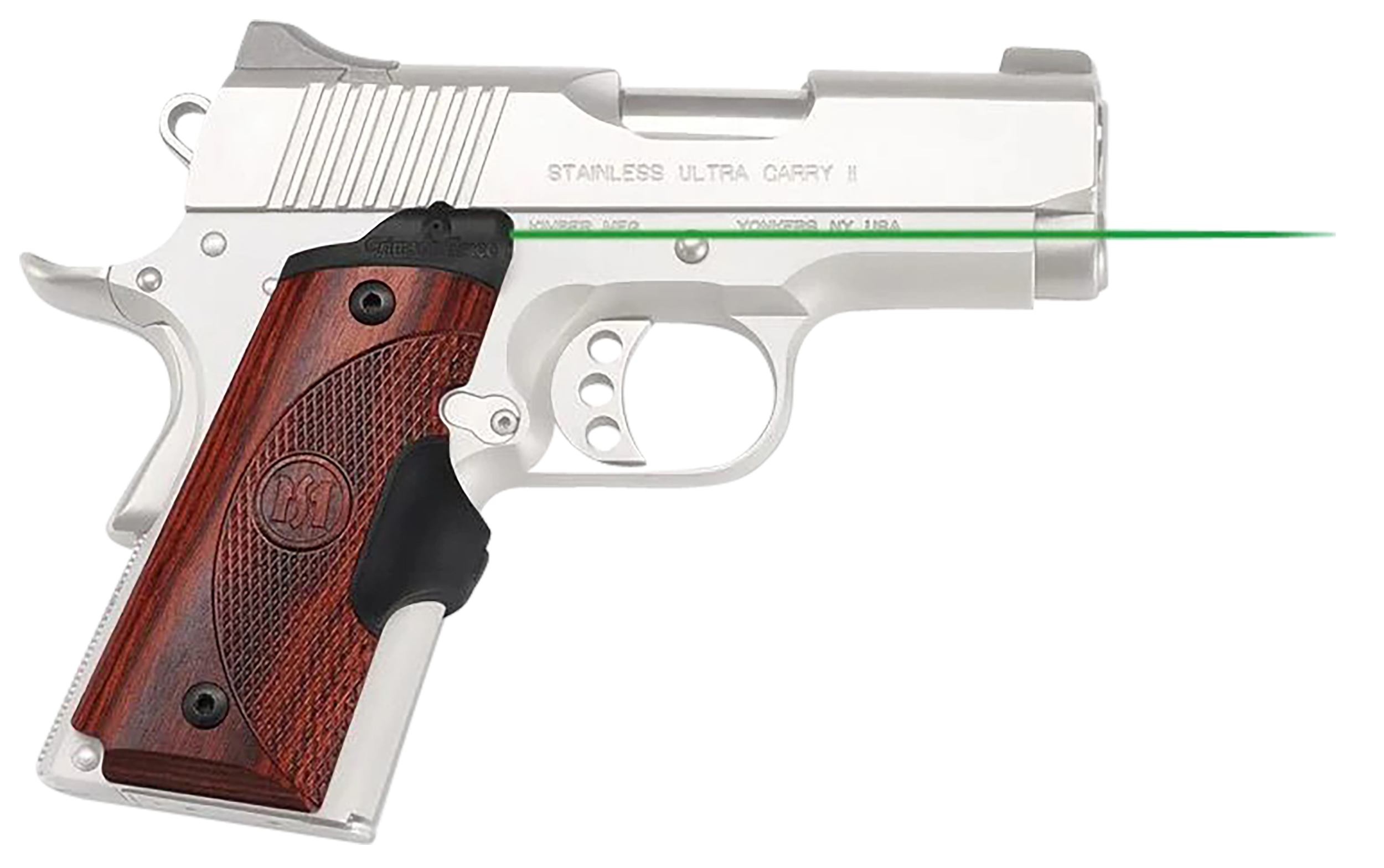 Crimson Trace LG902G Lasergrips Master Series Green Laser 5mW 532nM Wavelength, Rosewood Grip Replacements, Fits 1911 Compact