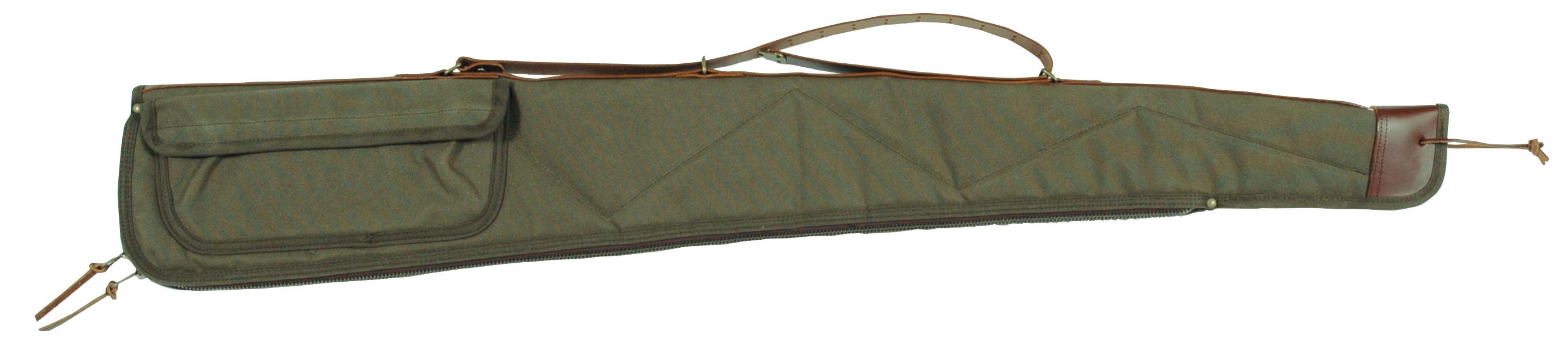 Bob Allen 14533 Canvas Shotgun Case made of Canvas with Green Finish, Leather Strap & Sling, Quilted Flannel Lining with Batting & Self-Repairing Nylon Zipper 44" L