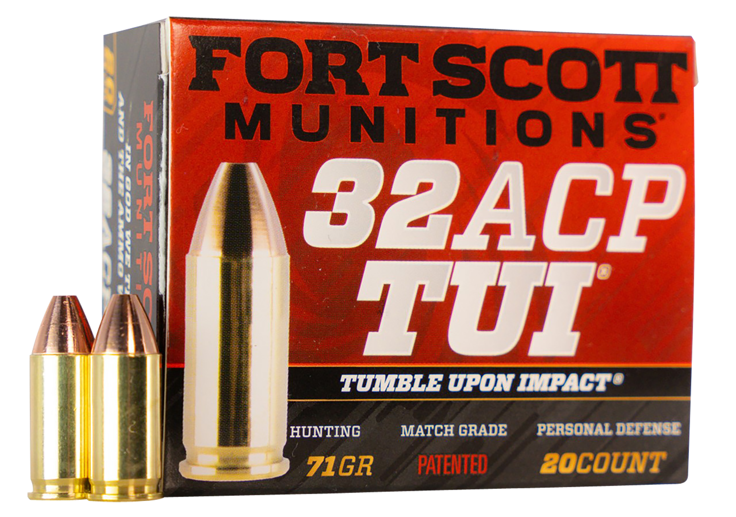 Fort Scott Munitions 32ACP71SCV Tumble Upon Impact (TUI) Self Defense 32 ACP 71 gr Solid Copper Spun (SCS) 20rd Bx
