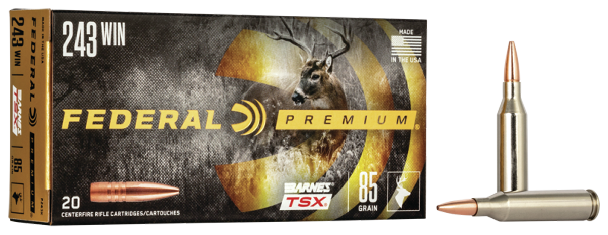 Federal Premium Ammunition 243 Winchester 85 Grain Barnes TSX Hollow Point Lead-Free 20RD