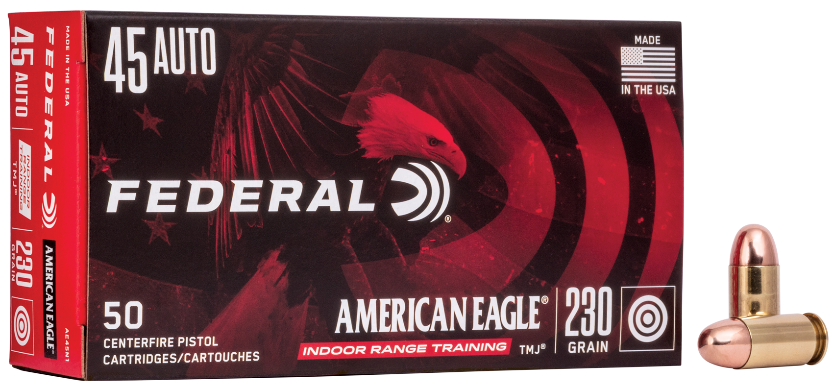 Federal AE45N1 American Eagle IRT Training 45 ACP 230 gr TotalMetal Jacket (TMJ) 50rd Bx