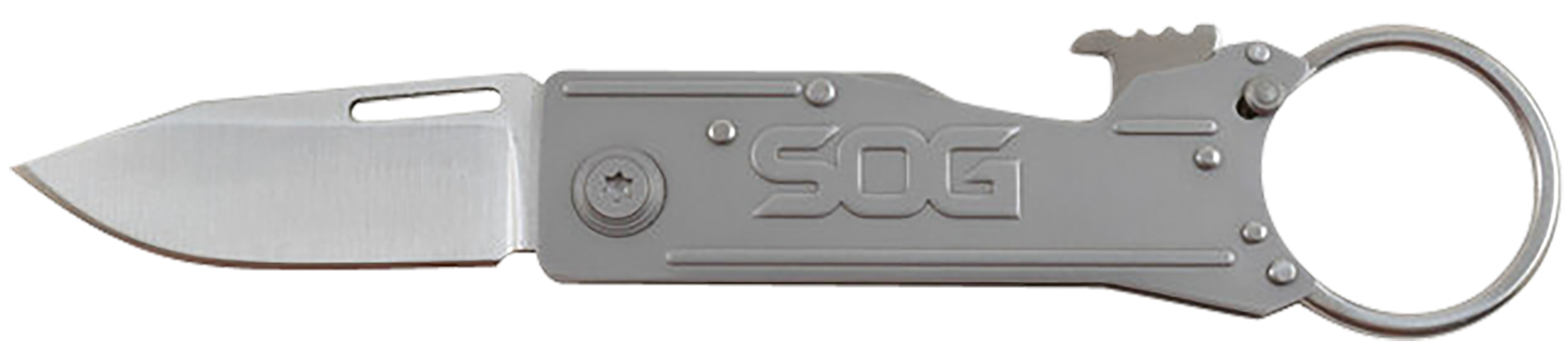S.O.G SOGKT1001CP KeyTron1.80" Folding Plain Clip Point Grey 5Cr13MoV SS Blade/ Grey Stainless Steel Handle