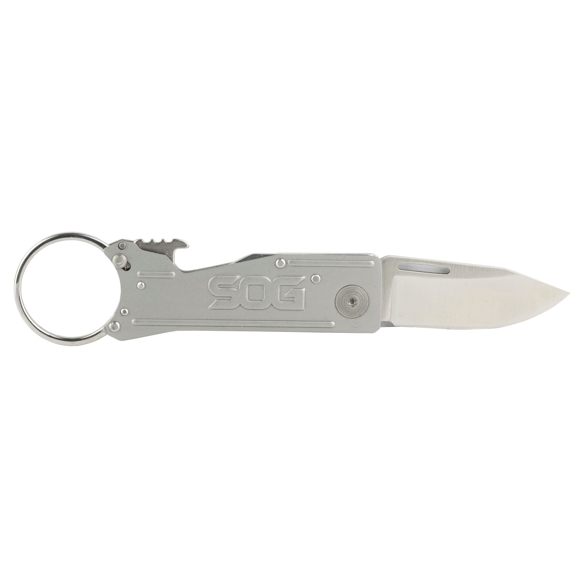 S.O.G SOGKT1001CP KeyTron1.80" Folding Plain Clip Point Grey 5Cr13MoV SS Blade/ Grey Stainless Steel Handle