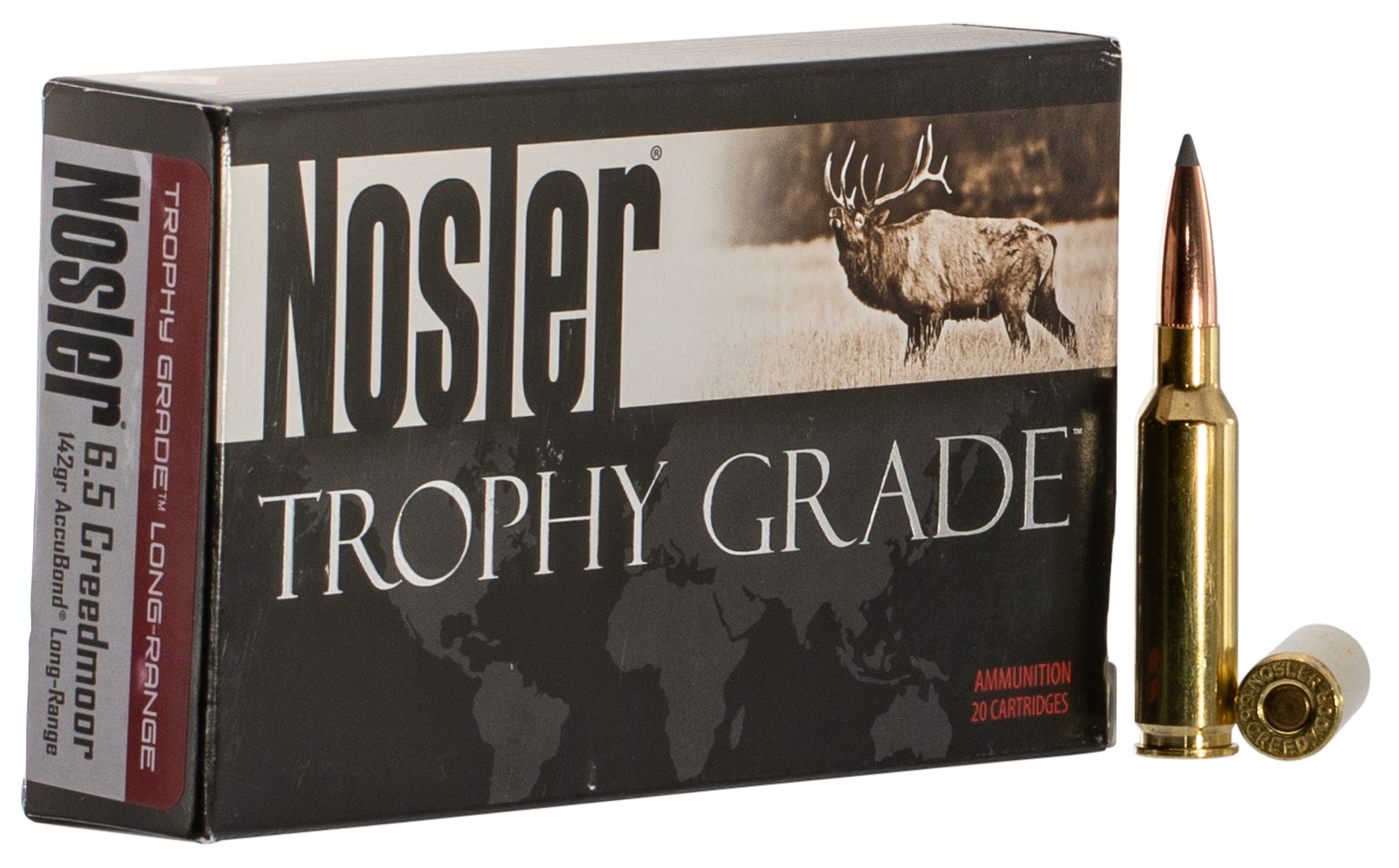 Nosler Trophy Grade Ammunition 6.5 Creedmoor 142 Grain AccuBond Long Range 20RD