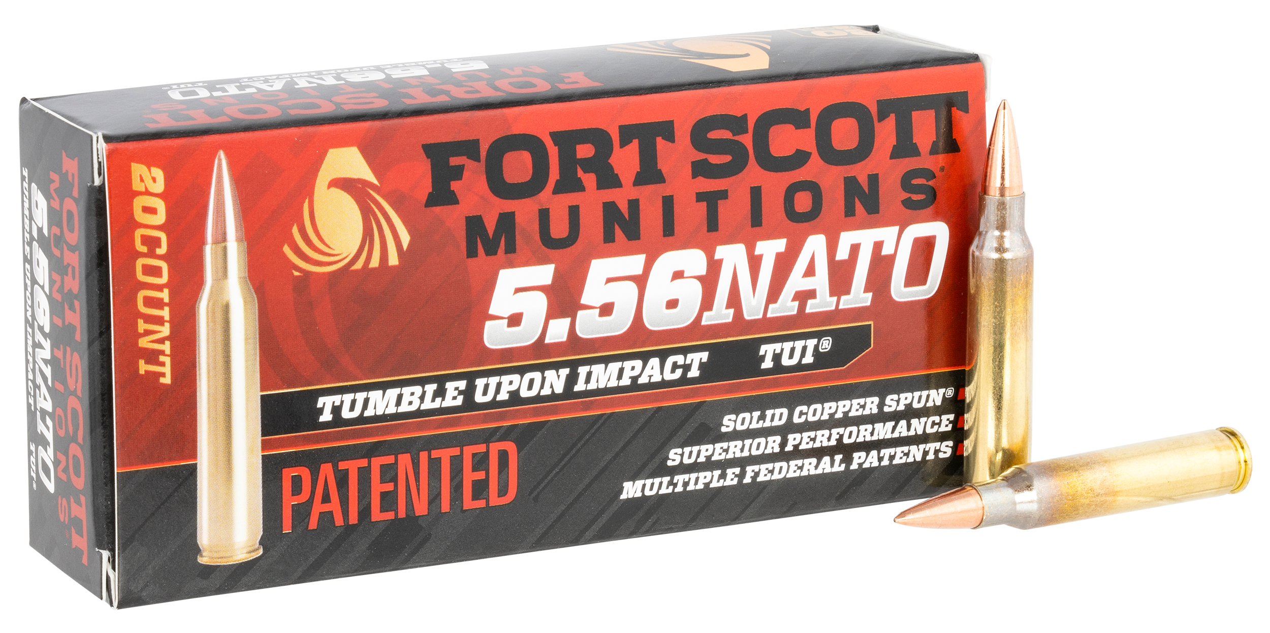 Fort Scott Munitions 556062SCV Tumble Upon Impact (TUI) Rifle 5.56x45mm NATO 62 gr Solid Copper Spun (SCS) 20rd Bx