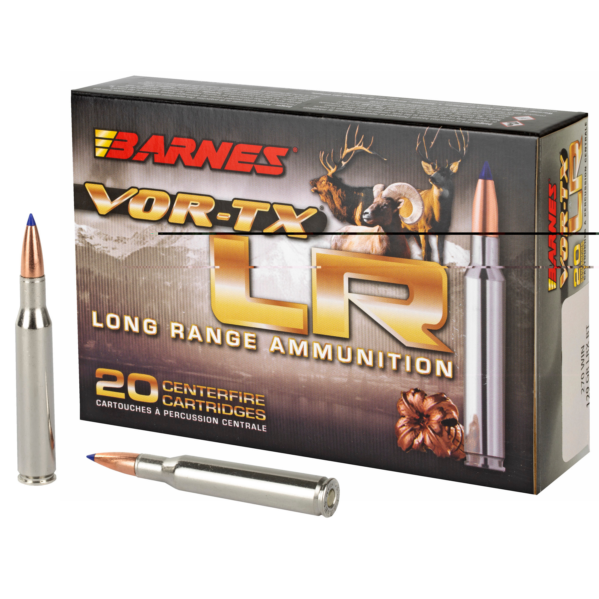 Barnes VOR-TX Long Range Ammunition 270 Winchester 129 Grain LRX Polymer Tipped Boat Tail Lead-Free 20RD