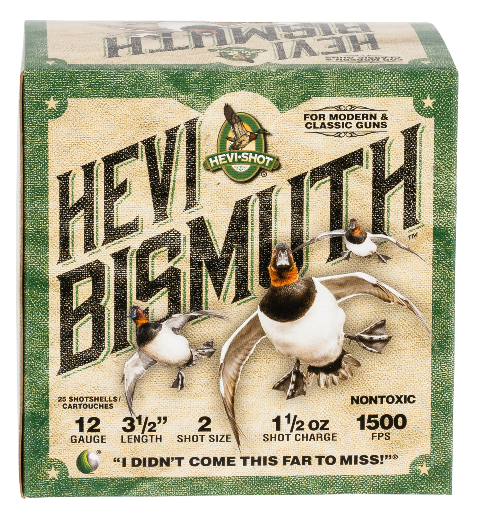 HEVI-Shot HS14502 HEVI-Bismuth Waterfowl 12 Gauge 3.50" 1 1/2 oz 1500 fps Bismuth 2 Shot 25ea