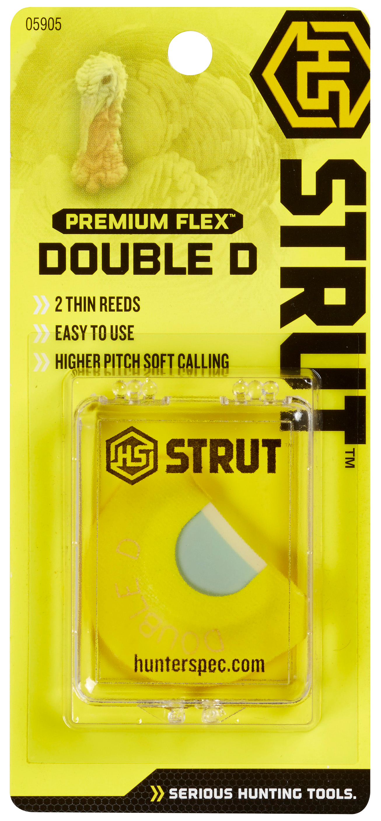 HS Strut 05905 Double D Double Reed Diaphragm Call Double Reed Turkey Hen Sounds Attracts Turkeys Yellow