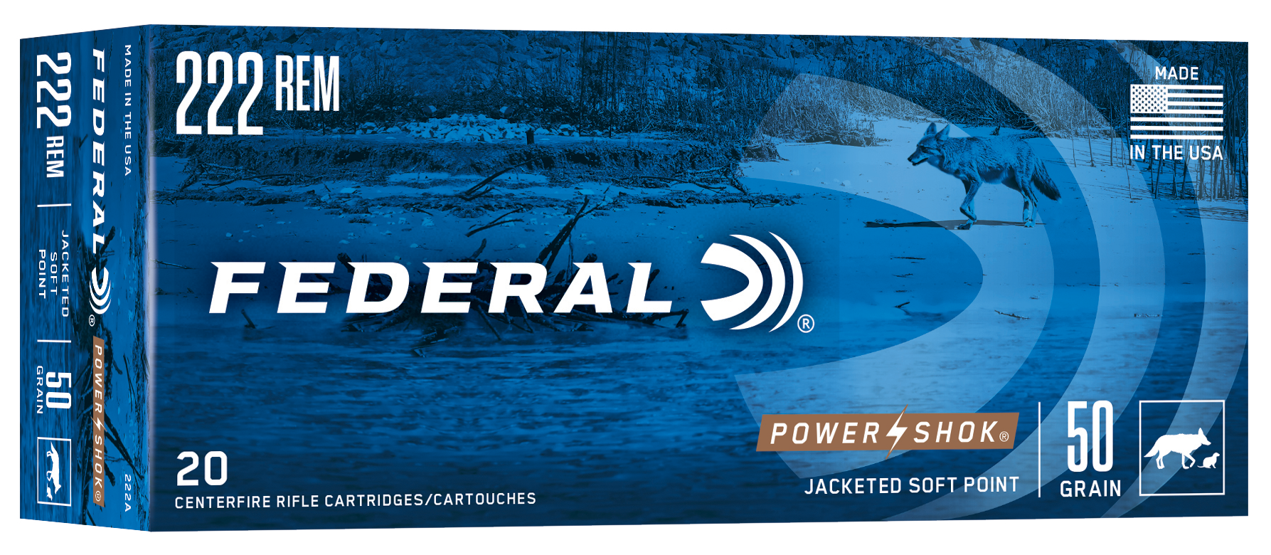Federal Power-Shok Ammunition 222 Remington 50 Grain Soft Point