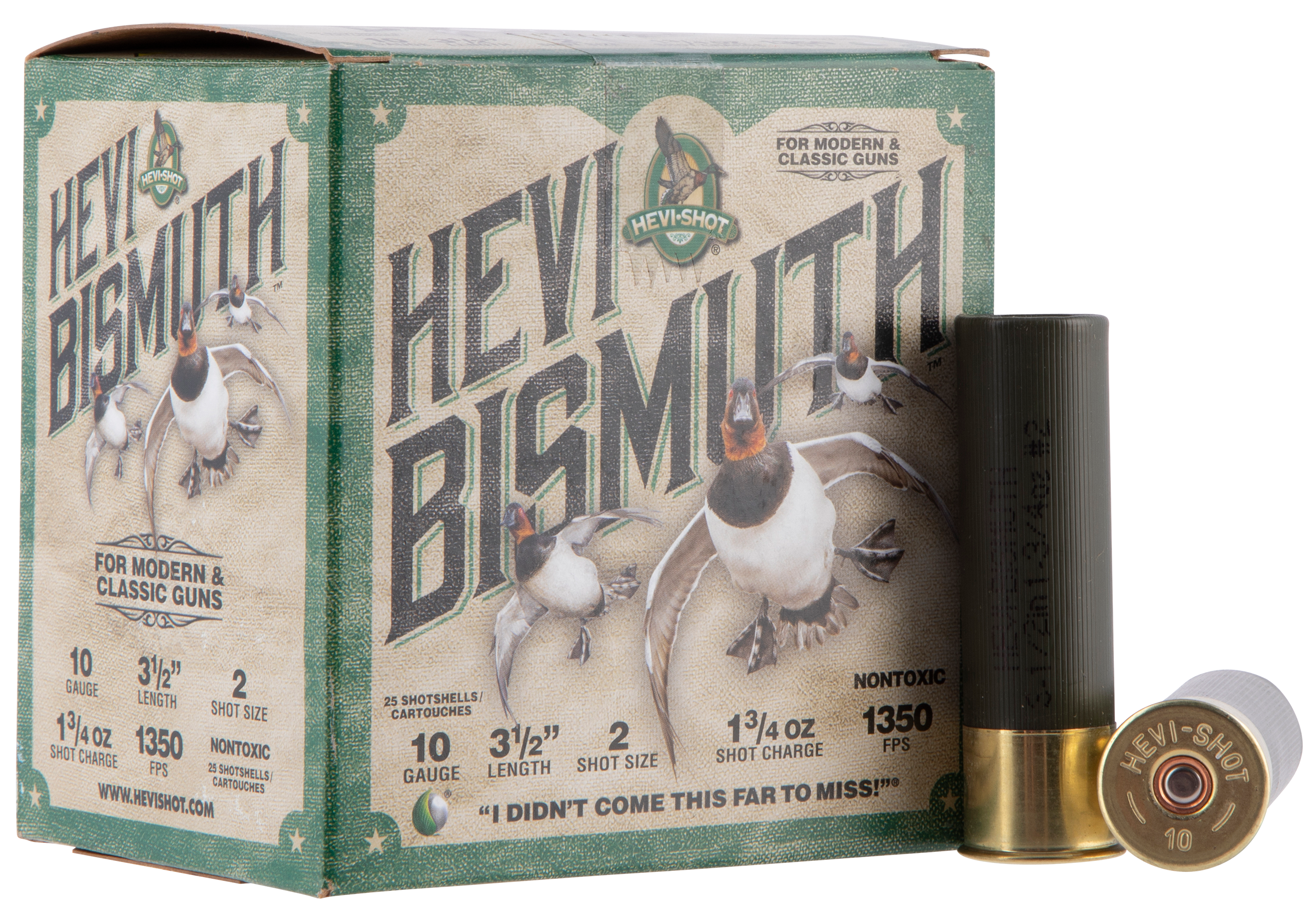 HEVI-Shot HS15502 HEVI-Bismuth Waterfowl 10 3.50" 1 3/4 oz Bismuth 2 Shot 25 Per Box/ 10 Cs