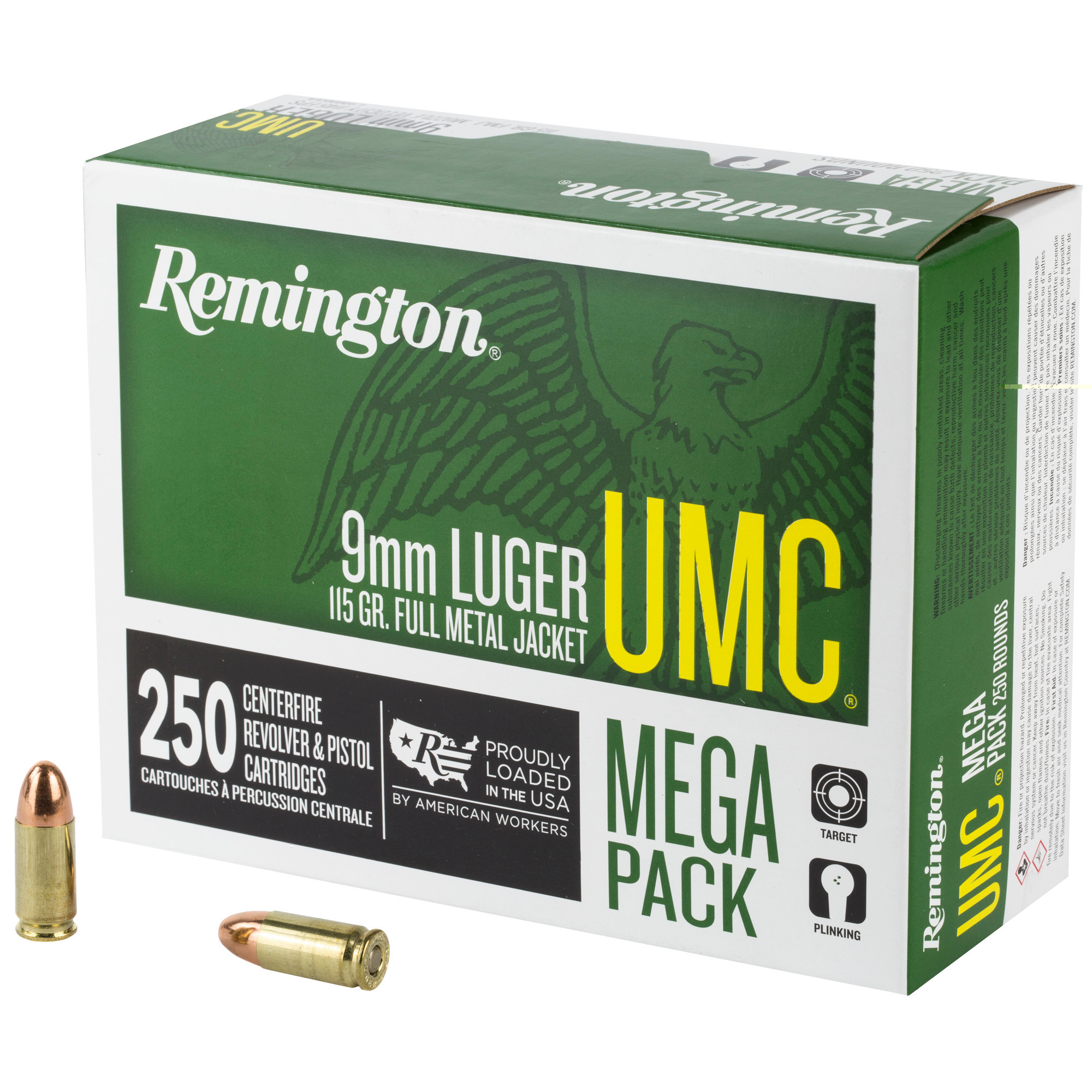 Remington Ammunition 23777 UMC Mega Pack 9mm Luger 115 gr FMJ250 Per Box/ 4 Cs