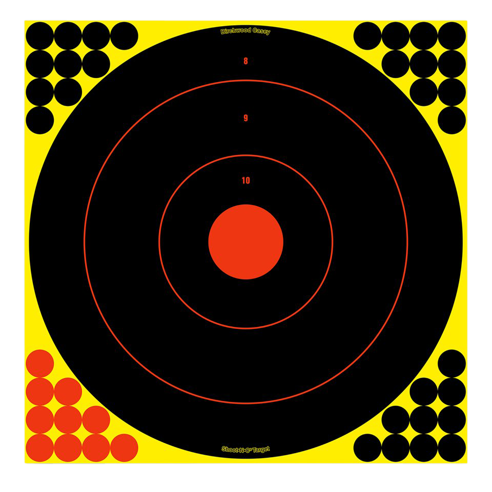 Birchwood Casey 34186 Shoot-N-CHanging Adhesive Paper Universal Black/Red 200+ yds Bullseye Includes Pasters 12 PK