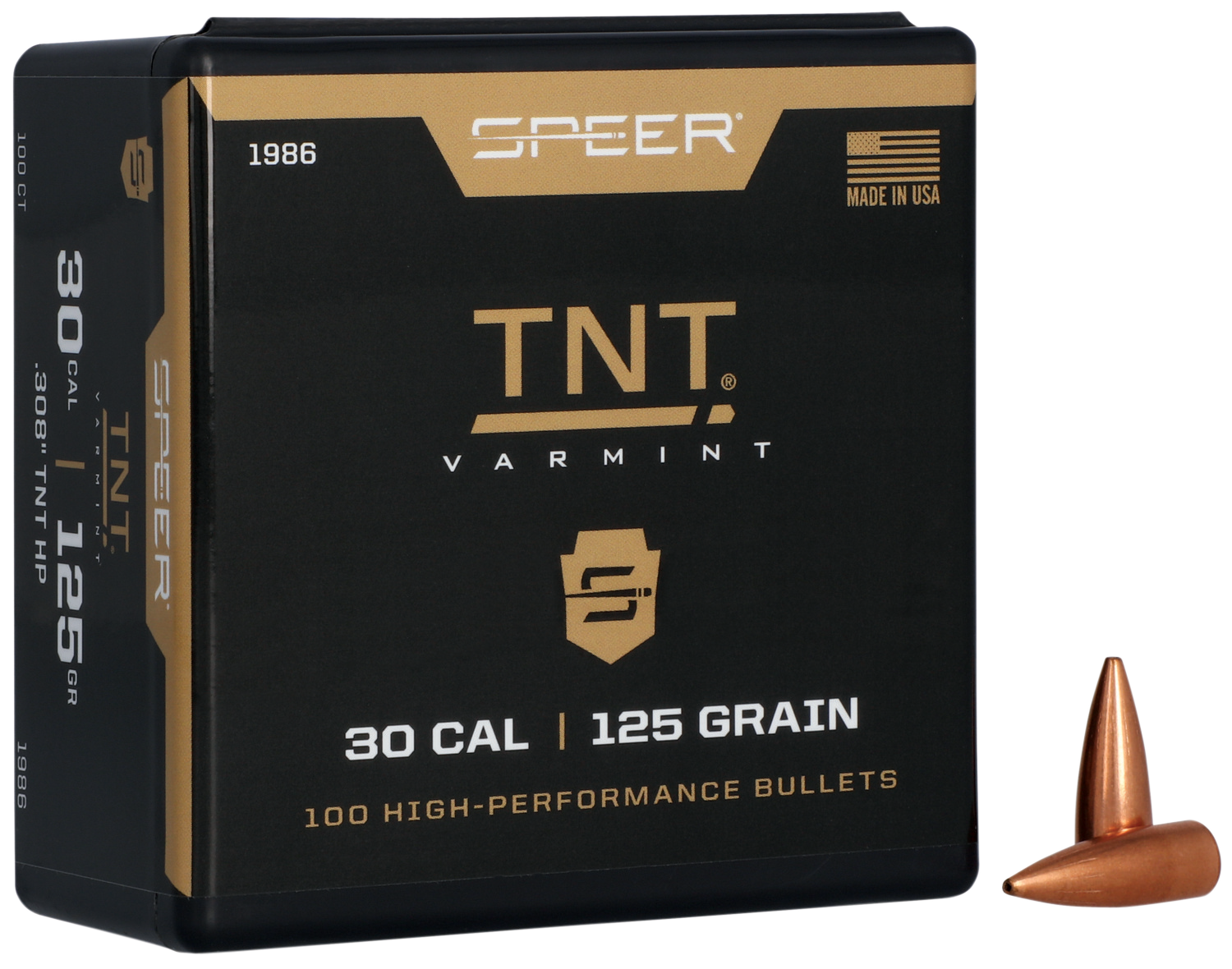 Speer TNT Varmint Bullets 30 Caliber (308 Diameter) 125 Grain Jacketed Hollow Point