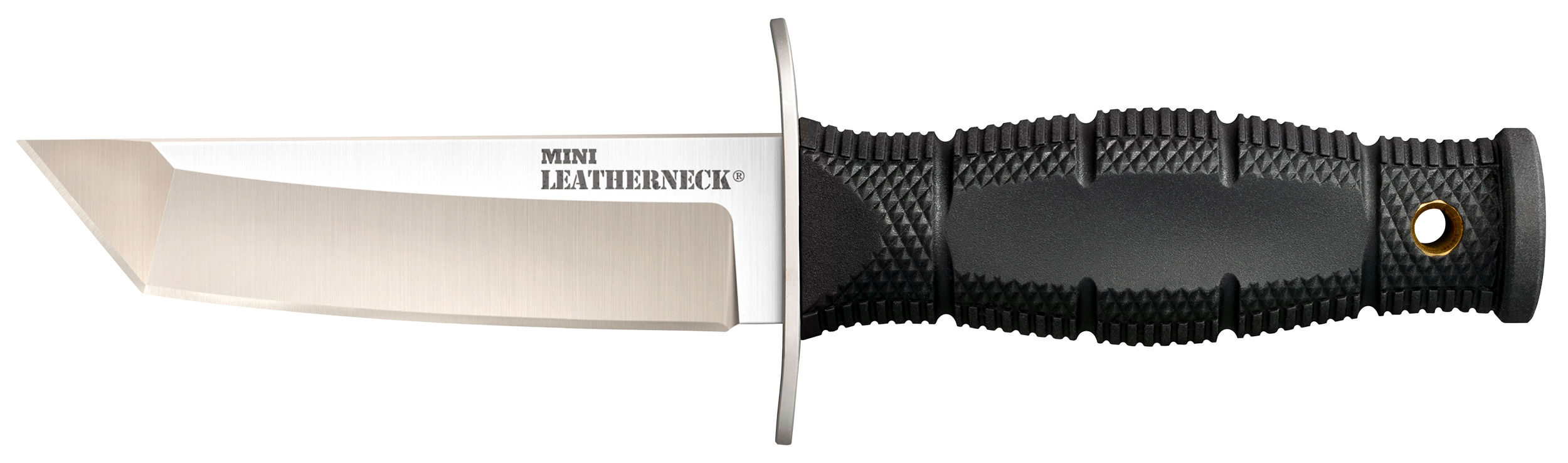 Cold Steel CS39LSAA LeatherneckMini 3.50" Fixed Tanto Plain Satin 8Cr13MoV SS Blade/3.25" Black Deep Checkered w/Double Quillon Guard Kray-Ex Handle Includes Sheath
