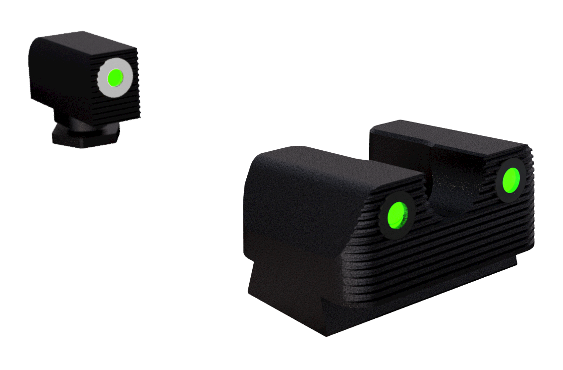 Rival Arms Night Sight Set Glock 17, 17L, 19, 22, 23, 24, 26, 27, 33, 34, 35, 38, 39 Gen 1, 2, 3, 4, 5 3-Dot Tritium Green