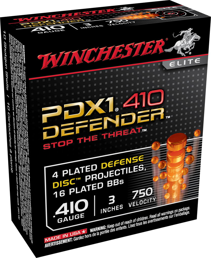 Winchester PDX1 Defender Ammunition 410 Bore 3" 4 Disks over 1/3 oz BB Box of 10