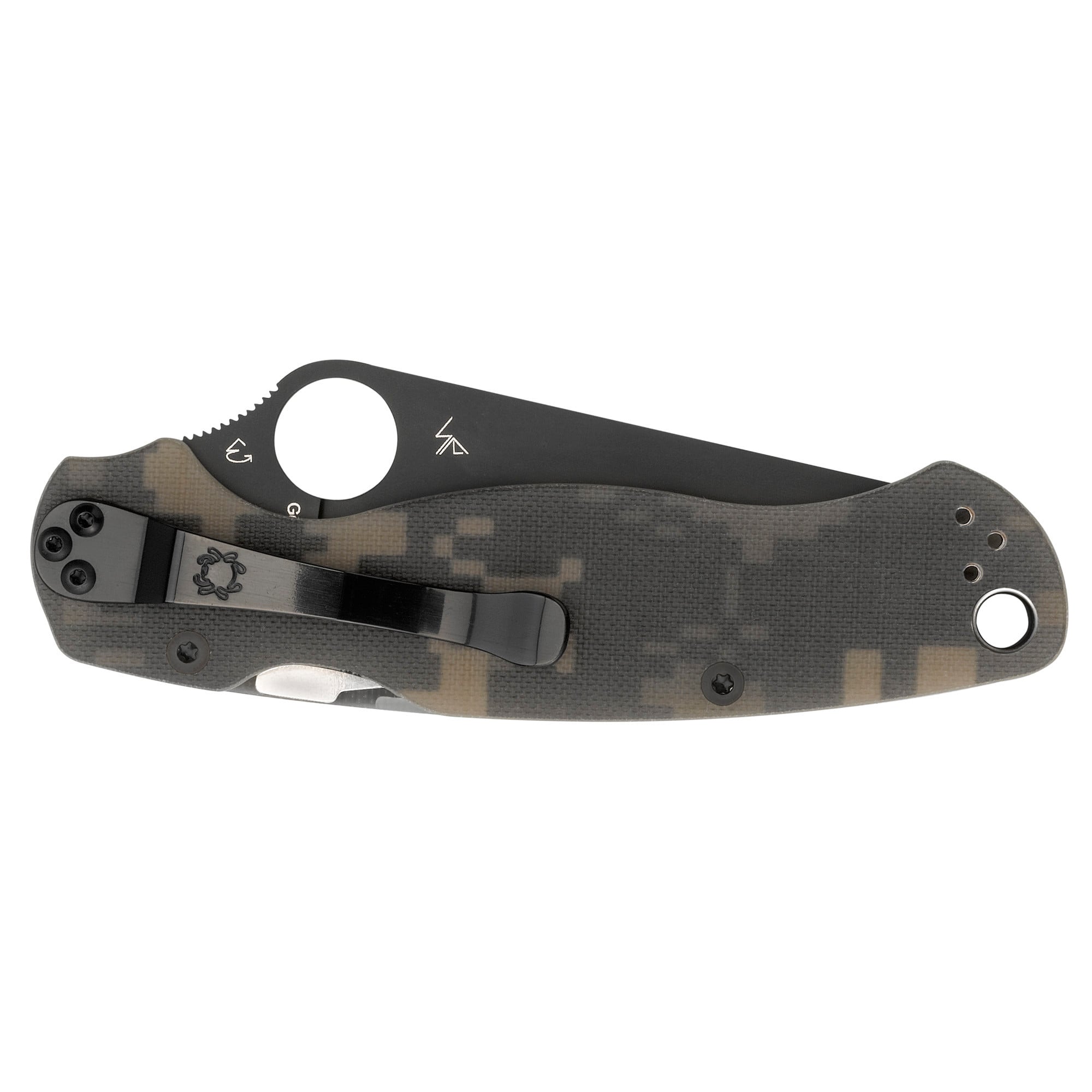 Spyderco C81GPCMOBK2 Para Military 23.44" Folding Drop Point Plain Black CPM S30V SS Blade Digital Camo G10 Handle Includes Pocket Clip