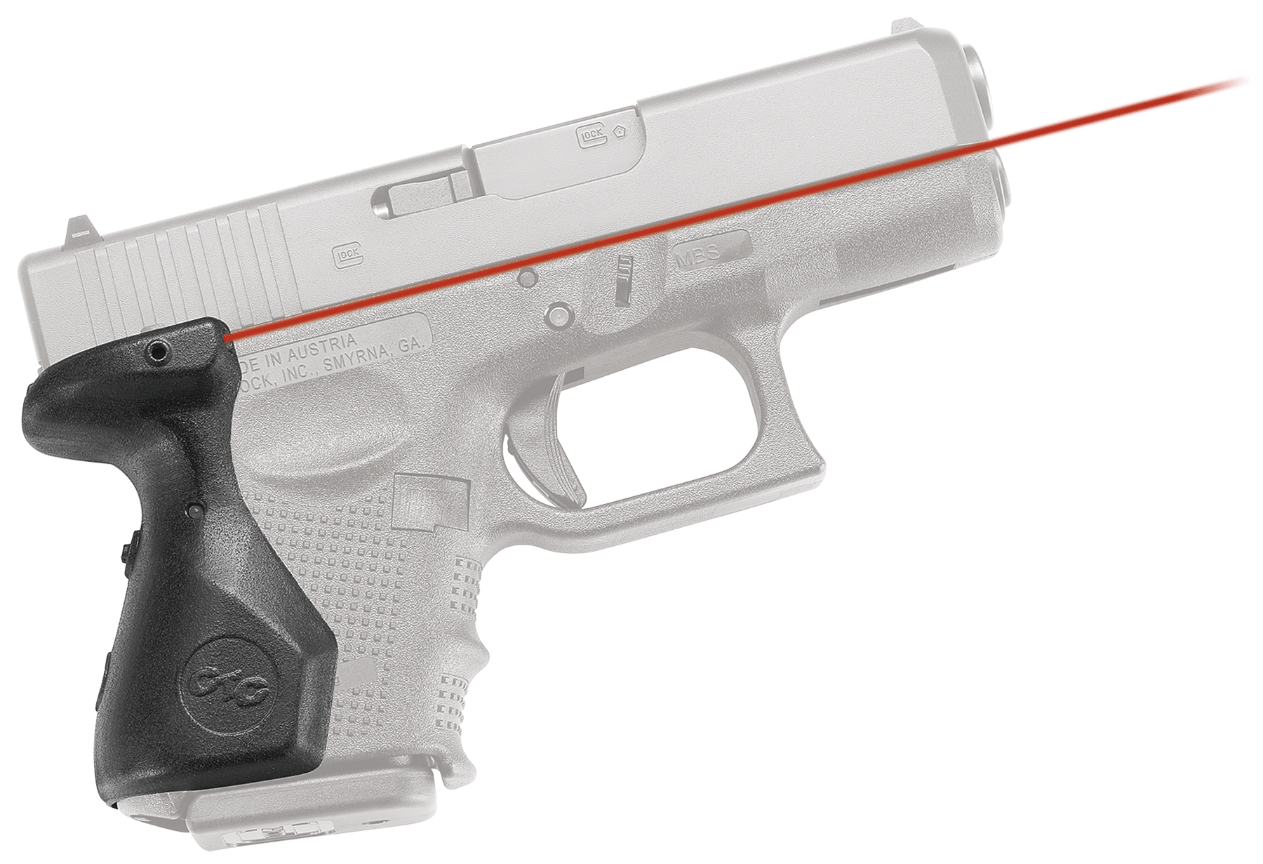 Crimson Trace LG852 Lasergrips5mW Red Laser with 633nM Wavelength & 50 ft Range Black Finish for Glock 26, 27, 33 Gen4
