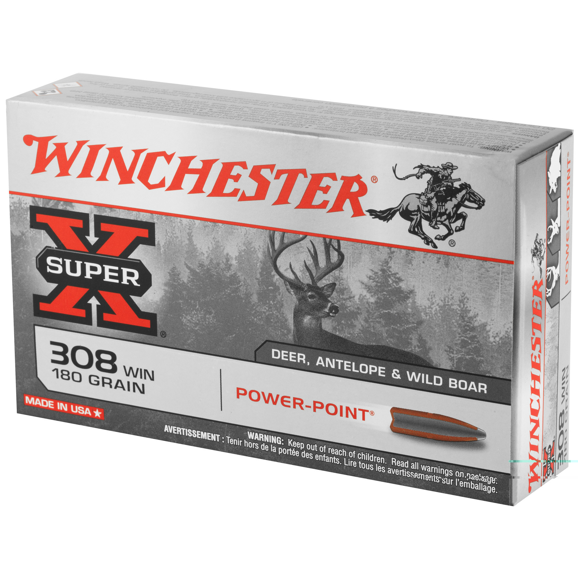 Winchester Power Point Ammunition 308 Winchester 180 Grain Power-Point 20RD