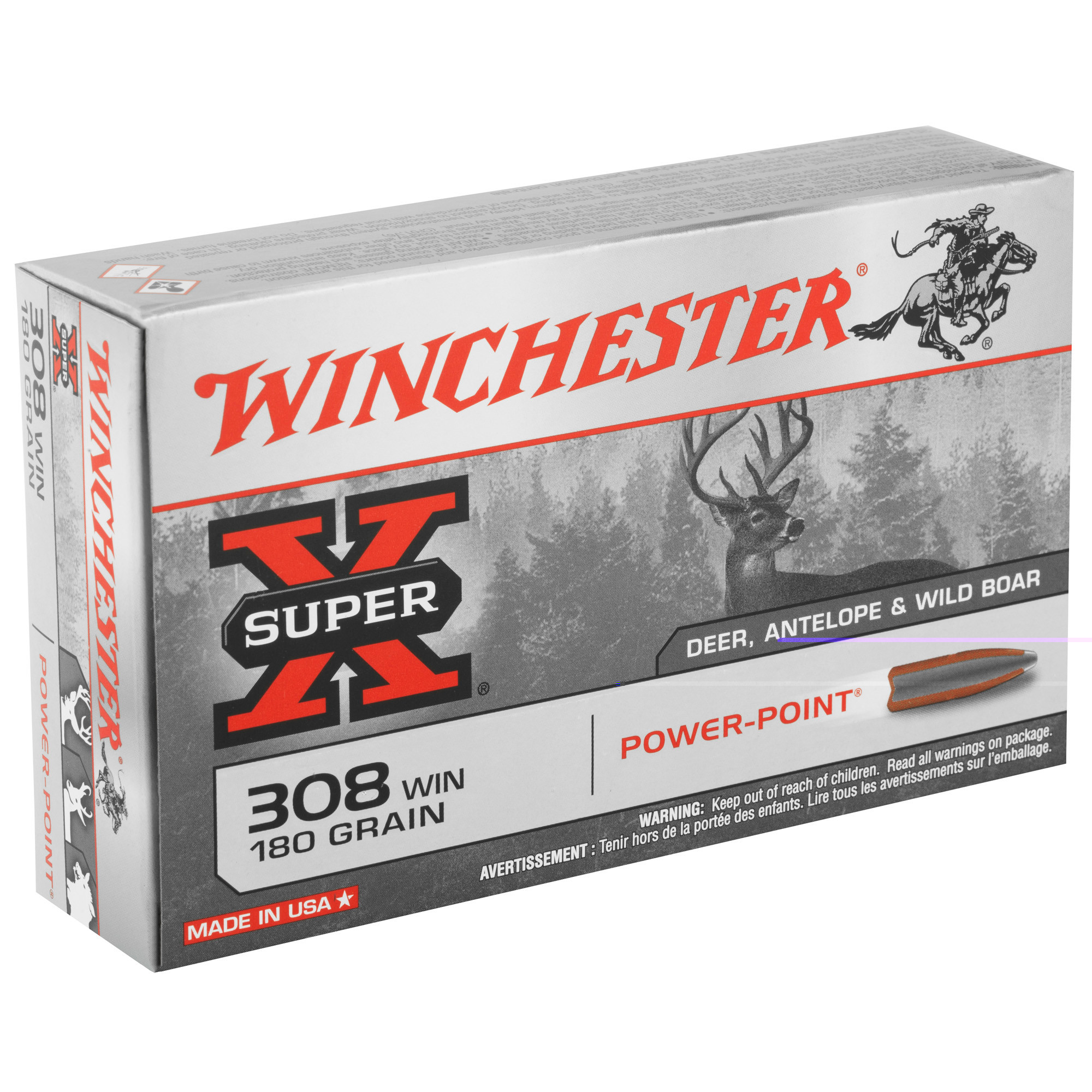 Winchester Power Point Ammunition 308 Winchester 180 Grain Power-Point 20RD