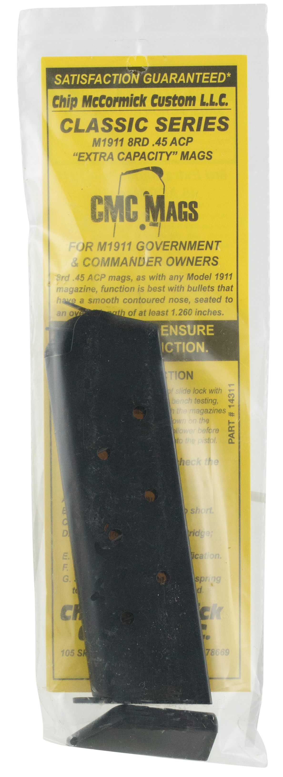 CMC Products 14311 ClassicBlack Detachable 8rd 45 ACP for 1911 Government Includes Base Pad