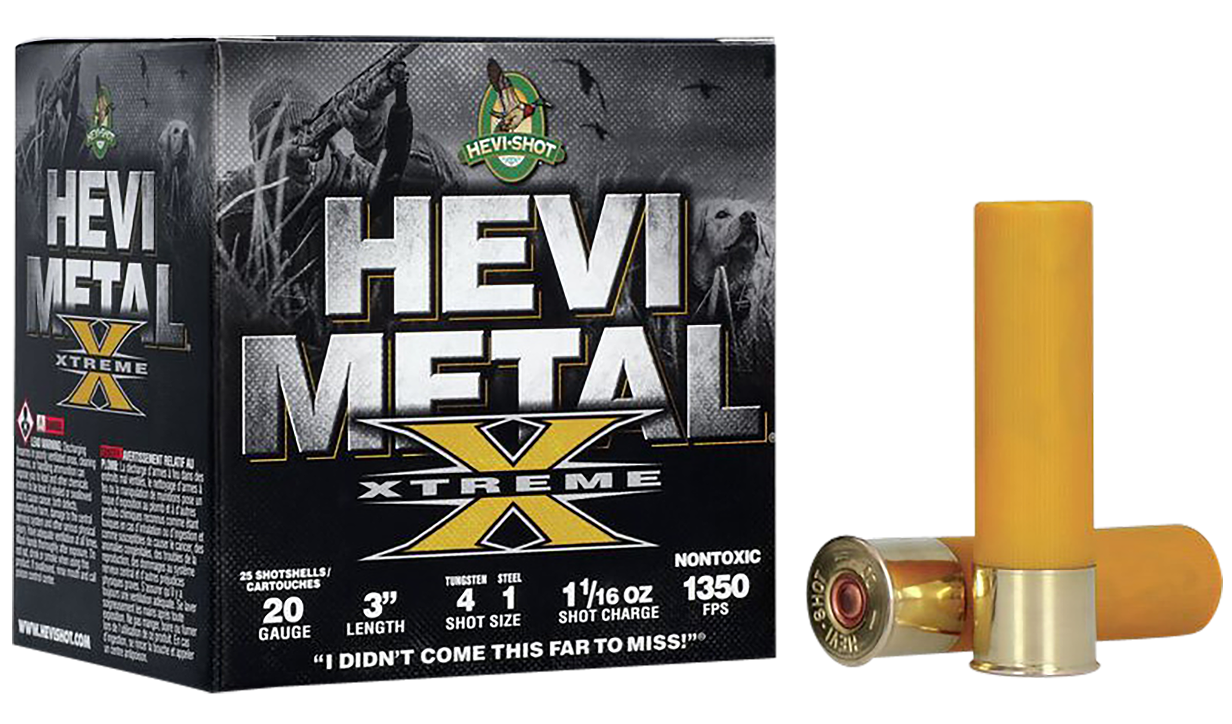 HEVI-Shot HS39202 Metal Xtreme Hevi-Metal 20 Gauge 3" 1 1/16 oz Steel Tungsten 4 & 1 Shot 25 Per Box/ 10 Cs