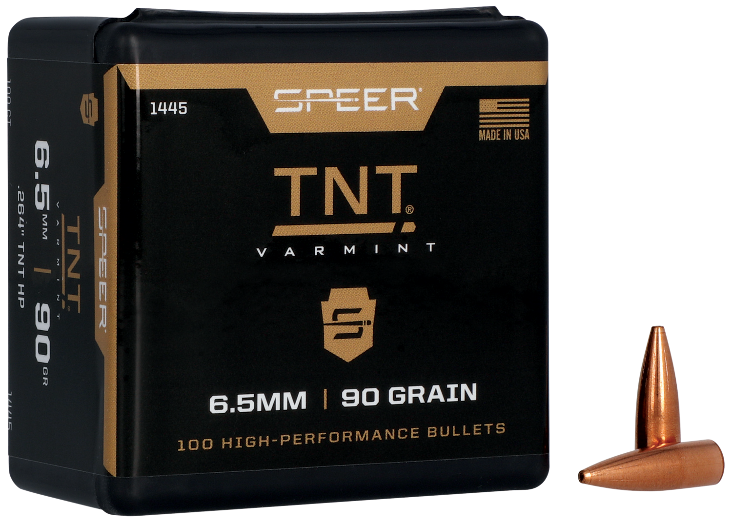 Speer TNT Varmint Bullets 264 Caliber, 6.5mm (264 Diameter) 90 Grain Jacketed Hollow Point Box of 100