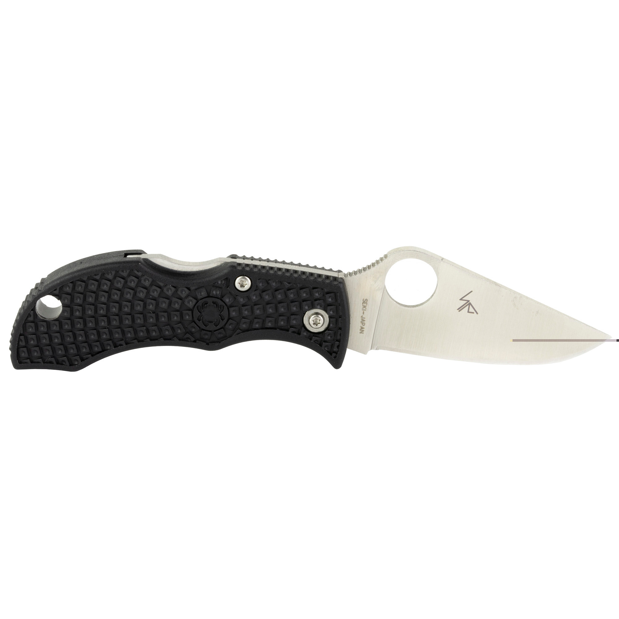 SpydercoManbug1.95" Folding Plain VG-10 SS Blade Black FRN Handle
