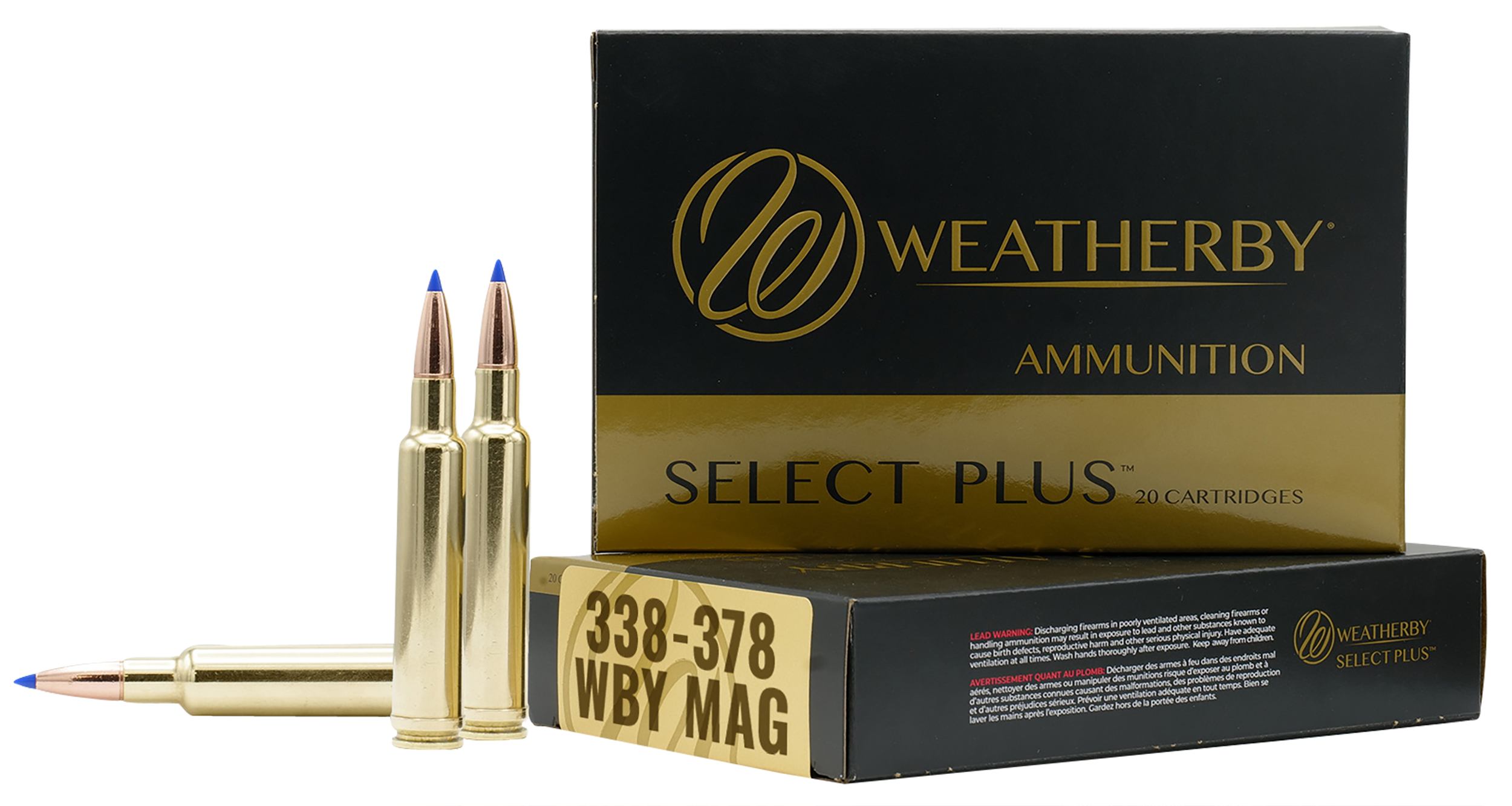 Weatherby Select Plus Ammunition 338-378 Weatherby Magnum 225 Grain Barnes TTSX Polymer Tipped Spitzer Lead-Free 20RD