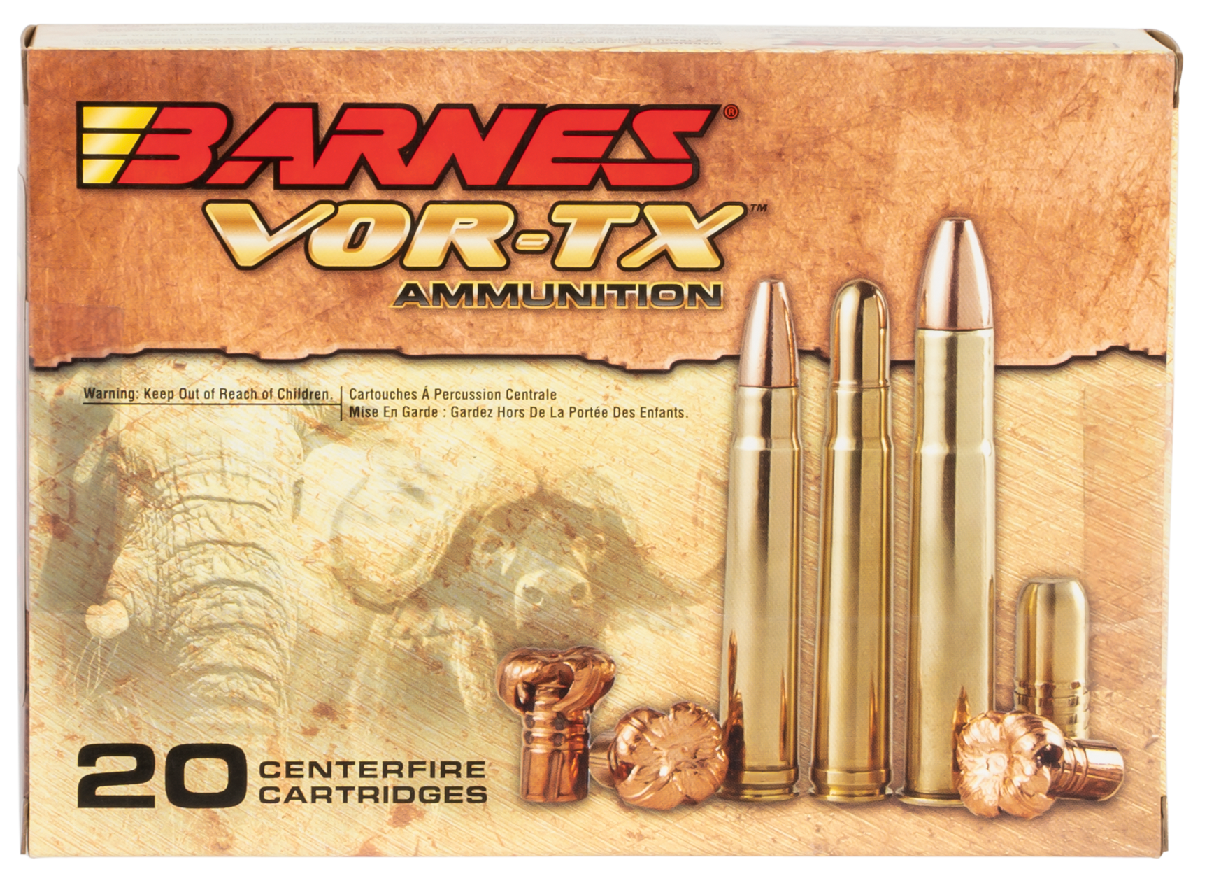 Barnes VOR-TX Safari Ammunition 458 Lott 500 Grain TSX Hollow Point Flat Base Lead-Free 20RD