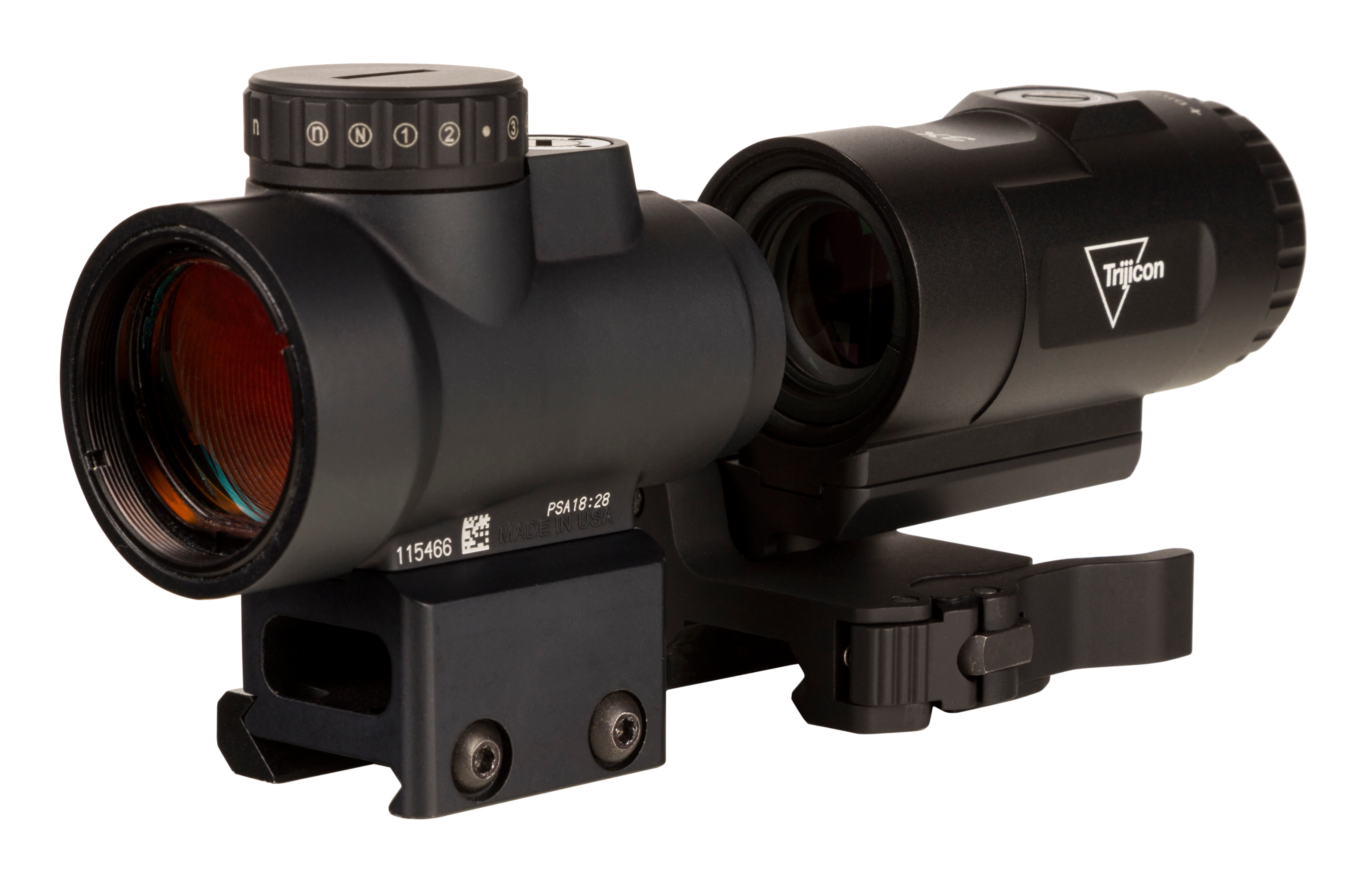 Trijicon 1x25 MRO HD Red Dot Sight with 3x Magnifier Matte Black, 68 MOA Reticle w/ 2 MOA Dot (Red), Full Cowitne