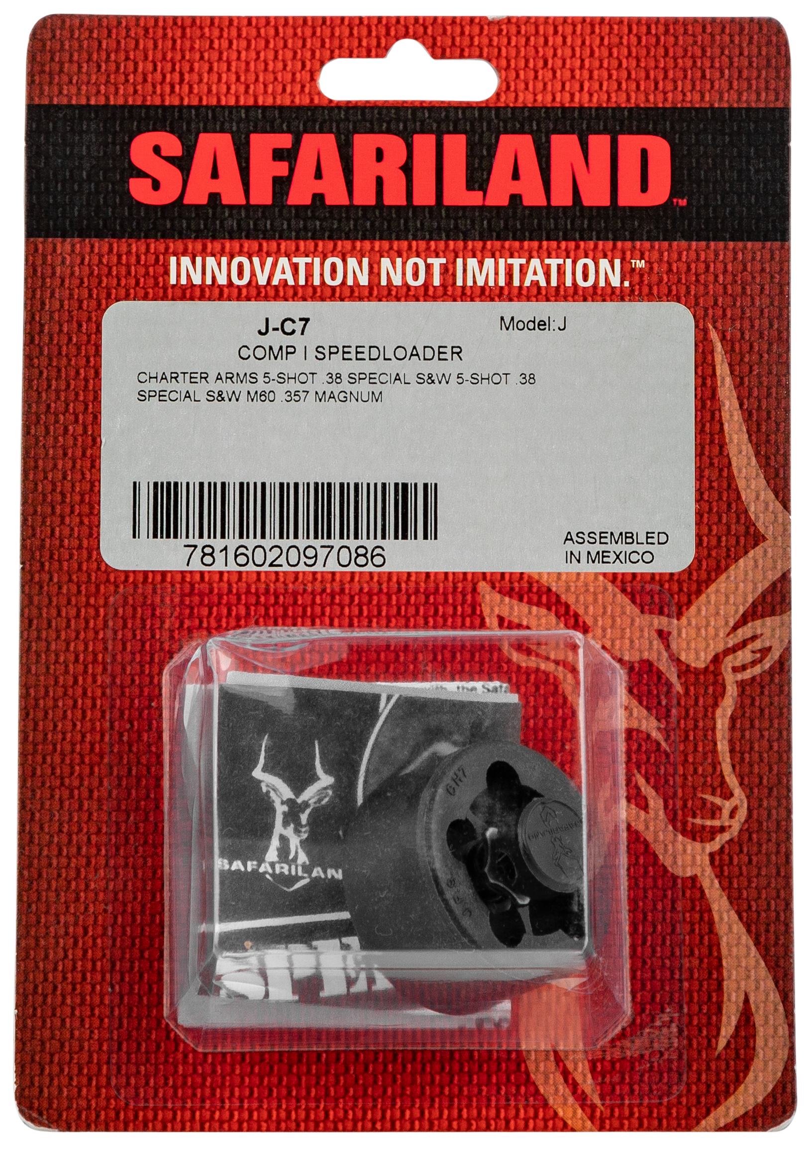 Safariland COMP-1 Revolver Speedloader Charter Arms, S&W 5-Shot 38 Special Polymer Black
