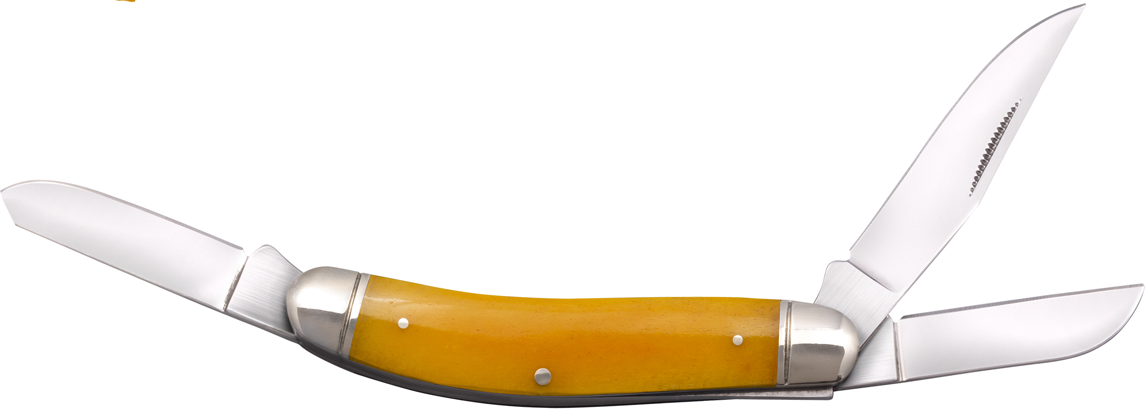 Cold Steel CSFLGSTKMY Gentleman's Stockman 2"/2.10"/2.50" Folding Clip/Sheepsfoot/Spey Plain 8Cr13MoV SS Blade/Yellow w/Polished Bolsters Bone Handle