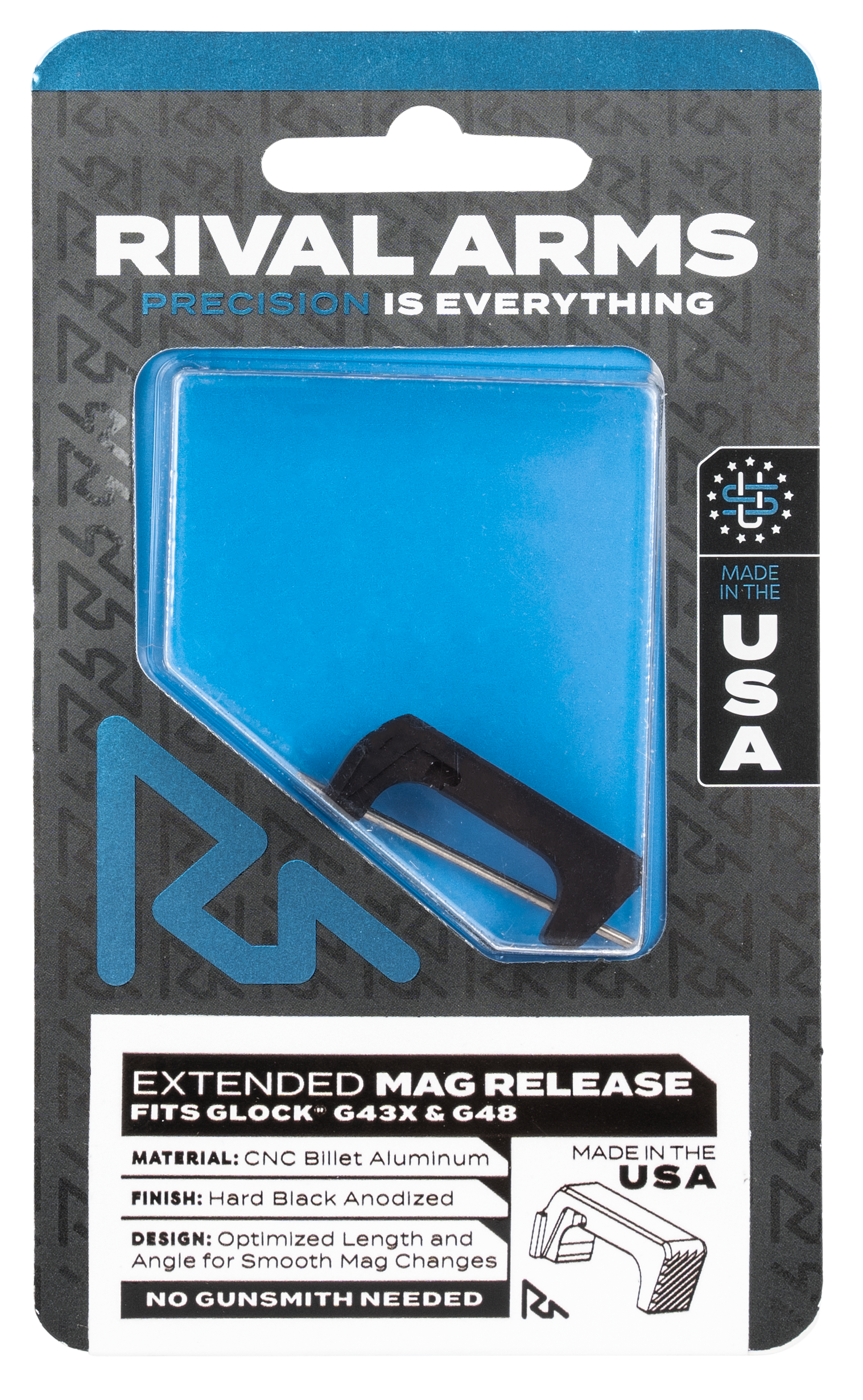 Rival Arms Extended Magazine Release Glock 43X, 48 Aluminum